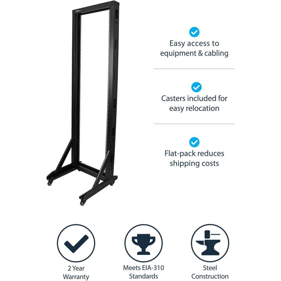 Mobile Open Frame Server Rack 42U Two Post - StarTech Network Rack | TecISoft 2POSTRACK42