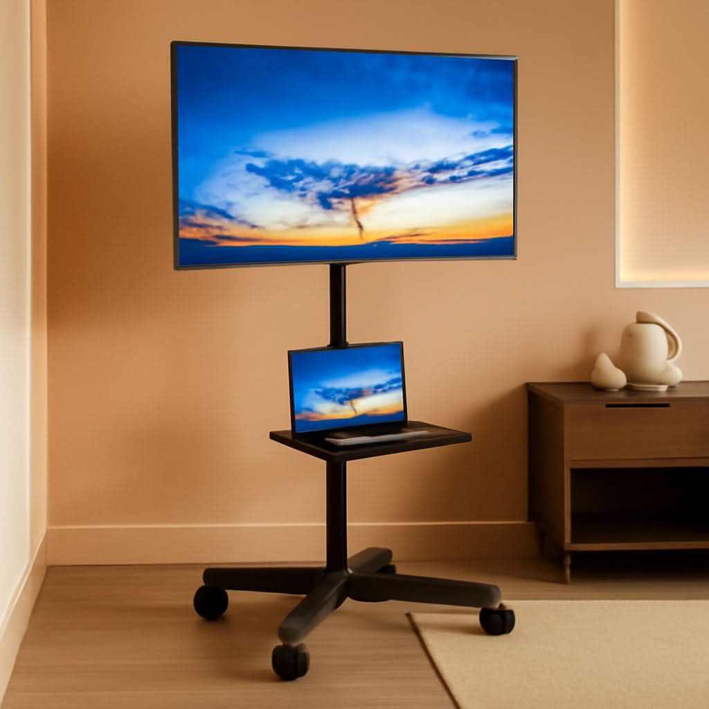 Mobile TV Cart 23-60 Inch TVs, Height Adjustable Wheels