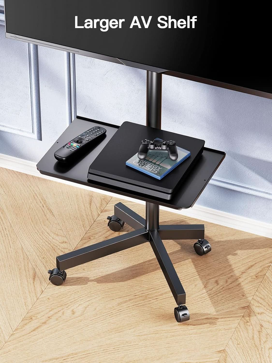 Mobile TV Cart on Wheels for 23 to 60 Inch TVs Height Tray