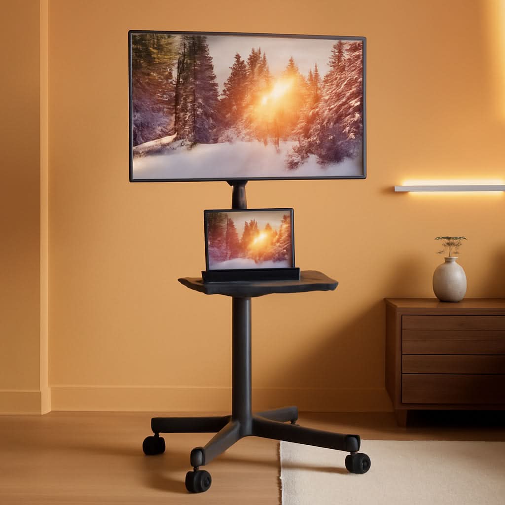 Mobile TV Cart on Wheels for 23 to 60 Inch TVs Height Tray