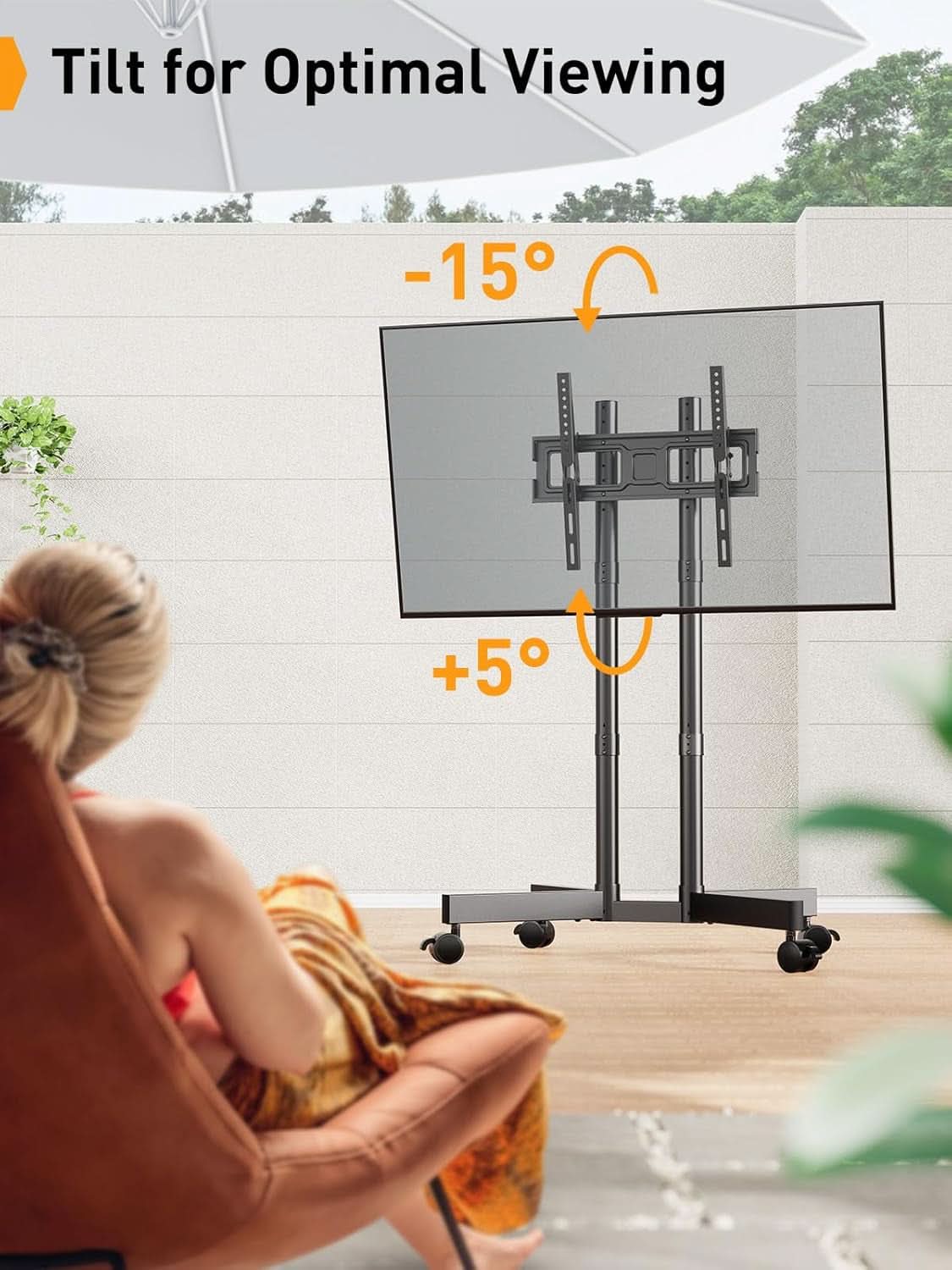 Mobile TV Stand 32 To 70 Inch With Wheels Height Adjustable