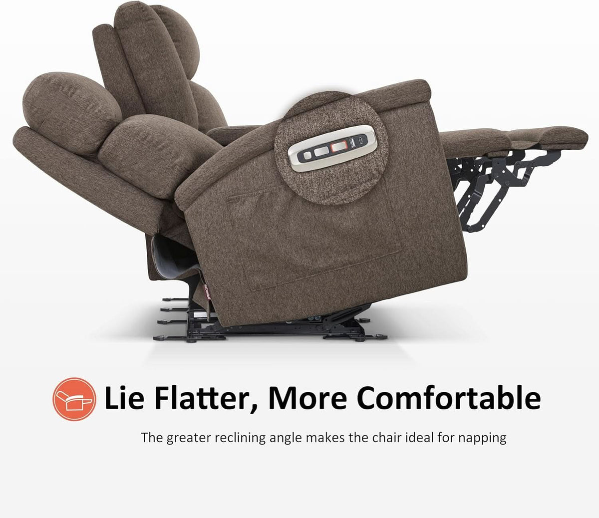 Mocha Power Recliner Loveseat With Massaging For Living Room Comfort