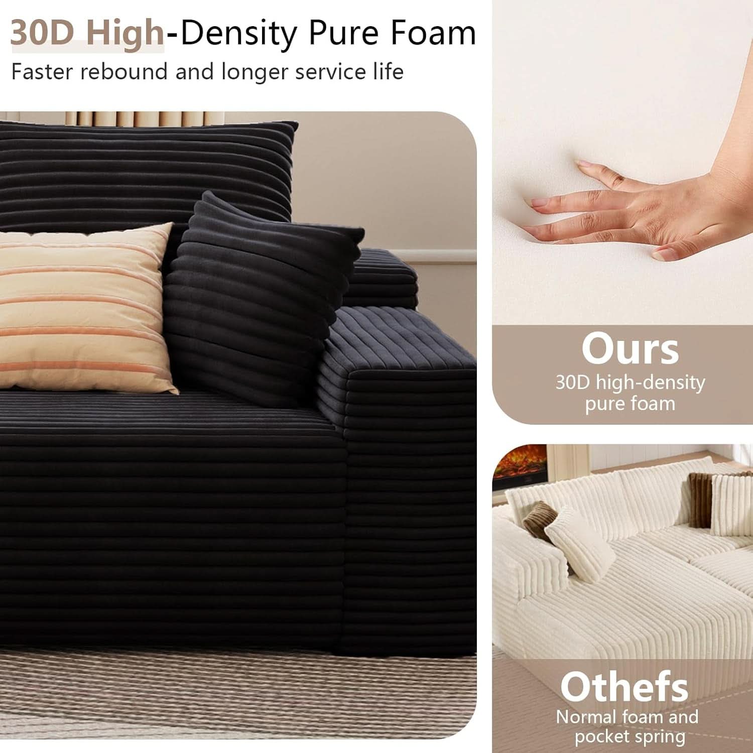 Modern 107 Inch Cloud Sectional Couch with Chaise
