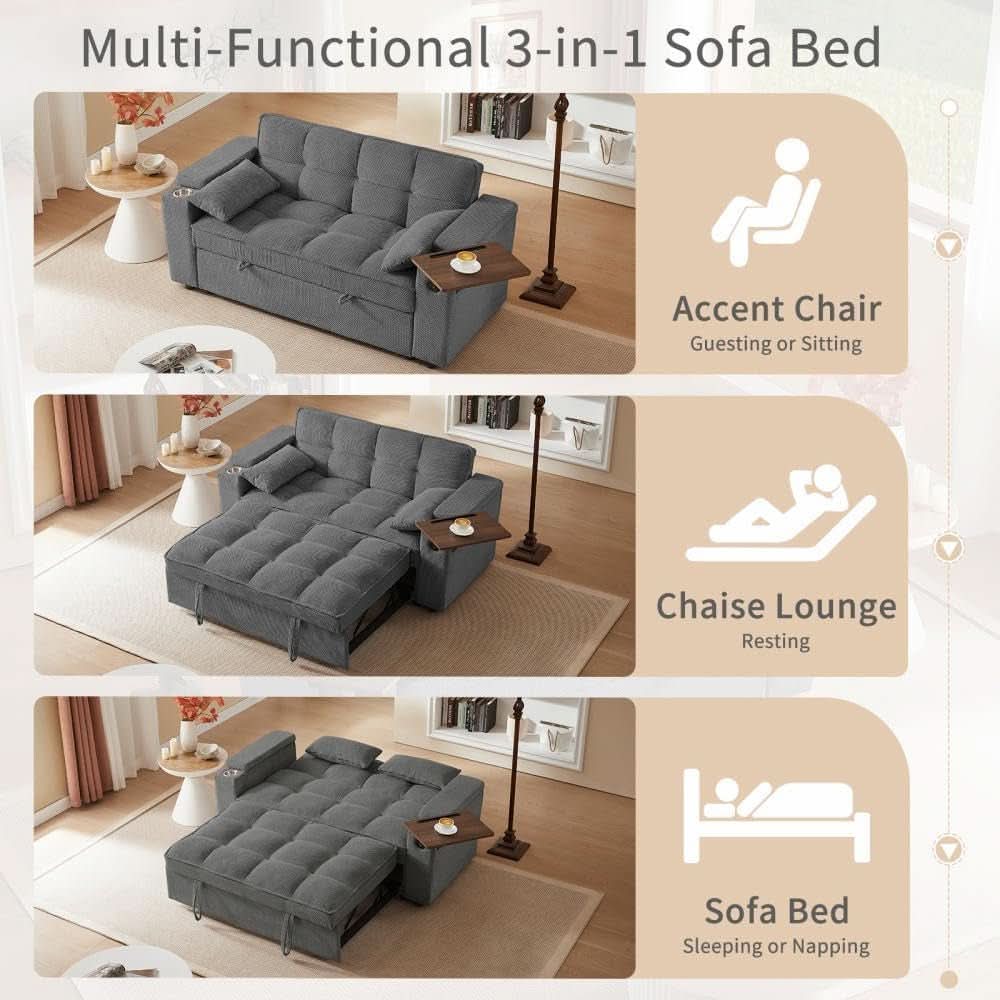 Modern 3 In 1 Folding Sofa Bed With Mattress