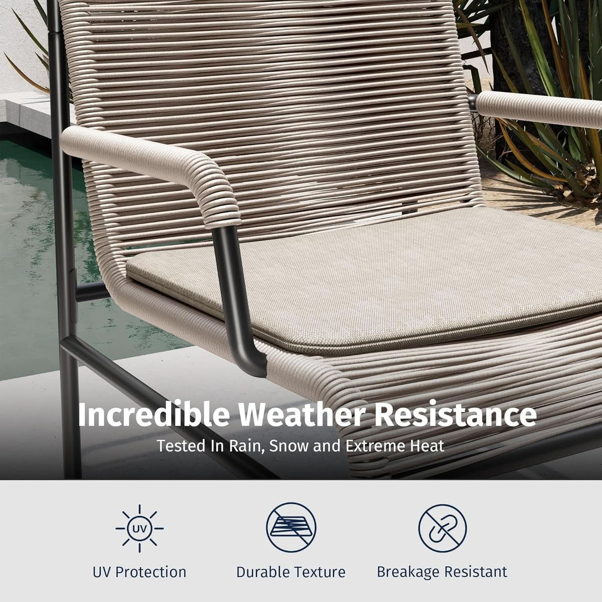 Modern 3-Piece Outdoor Bistro Set with Wide Chairs