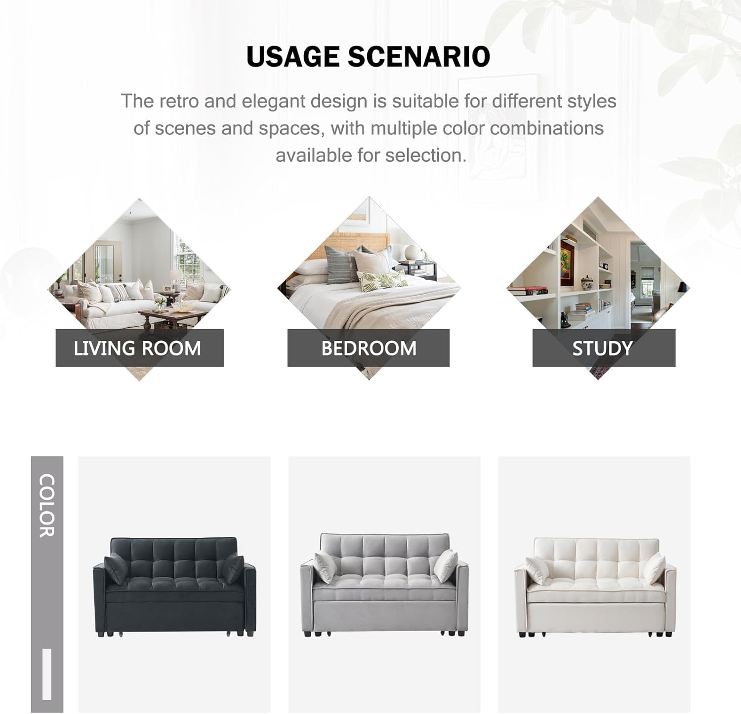 Modern 3 in 1 Sleeper Sofa Bed with Adjustable Backrest
