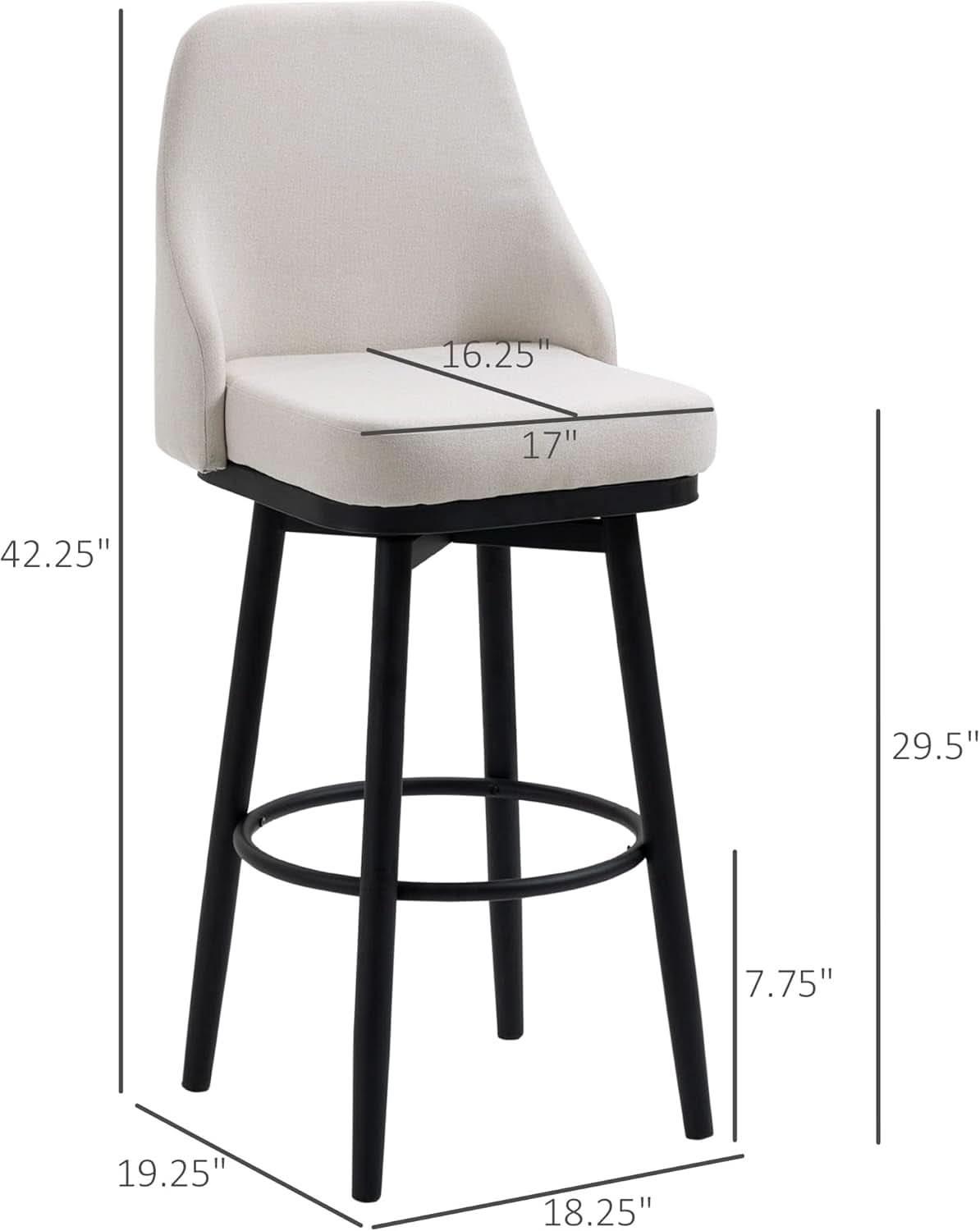 Modern 360 Degree Swivel Bar Stools Set of Two