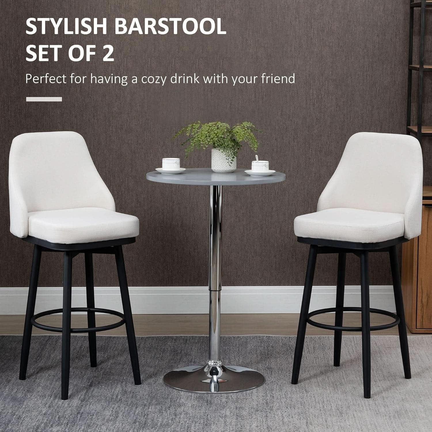 Modern 360 Degree Swivel Bar Stools Set of Two