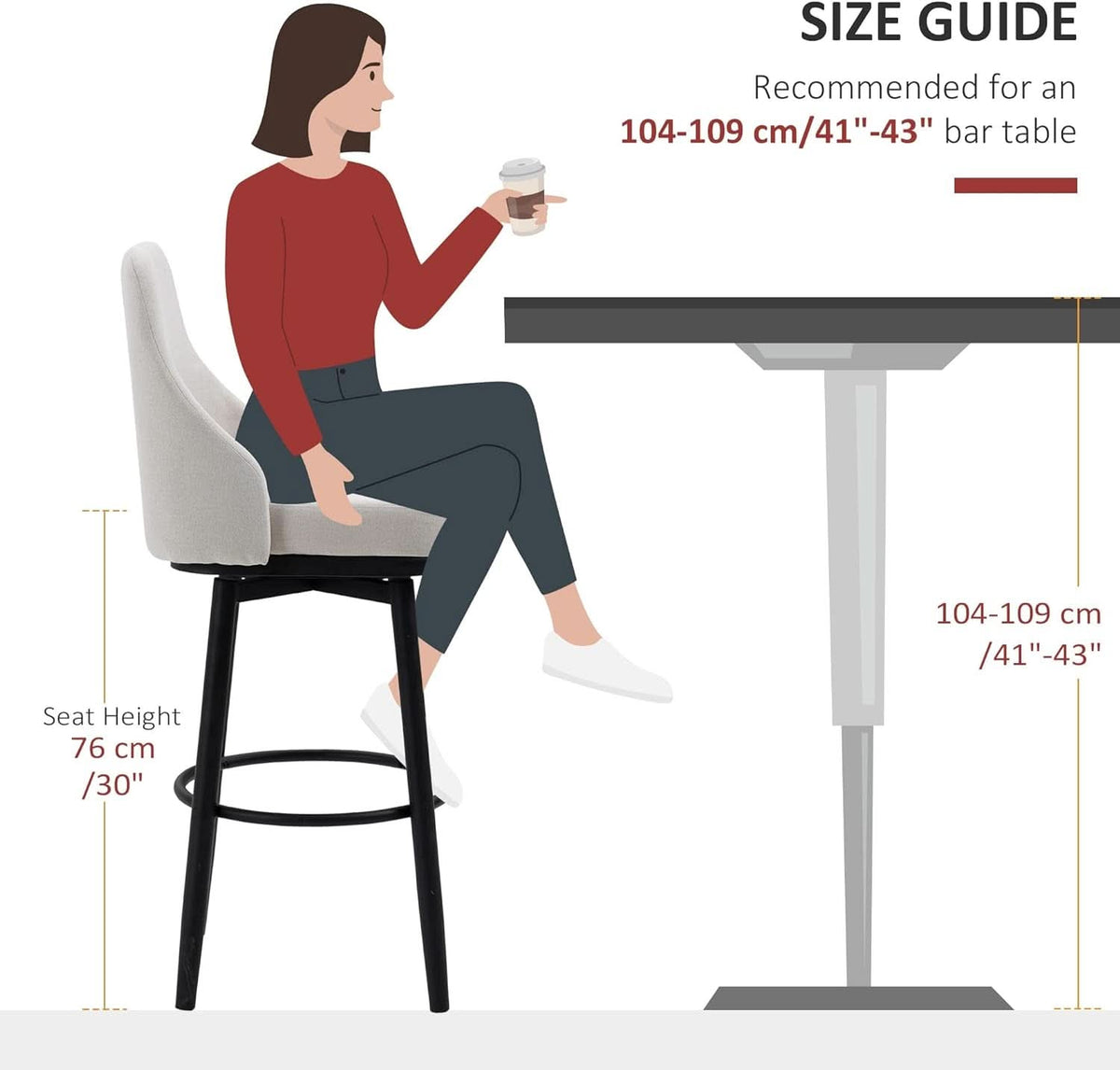 Modern 360 Degree Swivel Bar Stools Set of Two