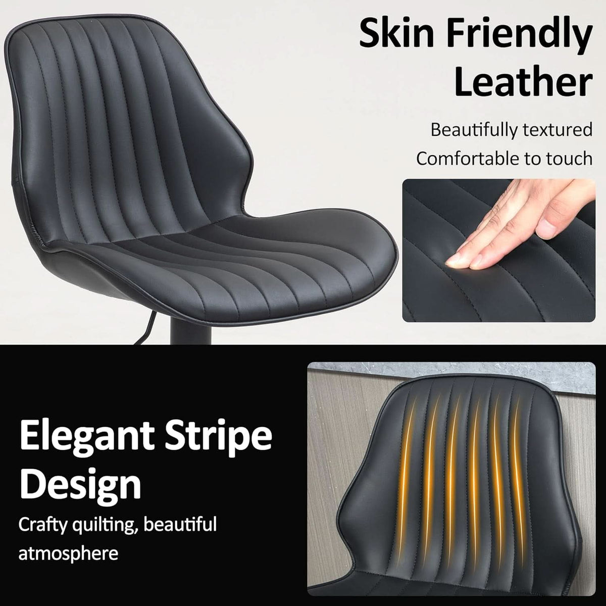 Modern 360 Degree Swivel Faux Leather Bar Stools