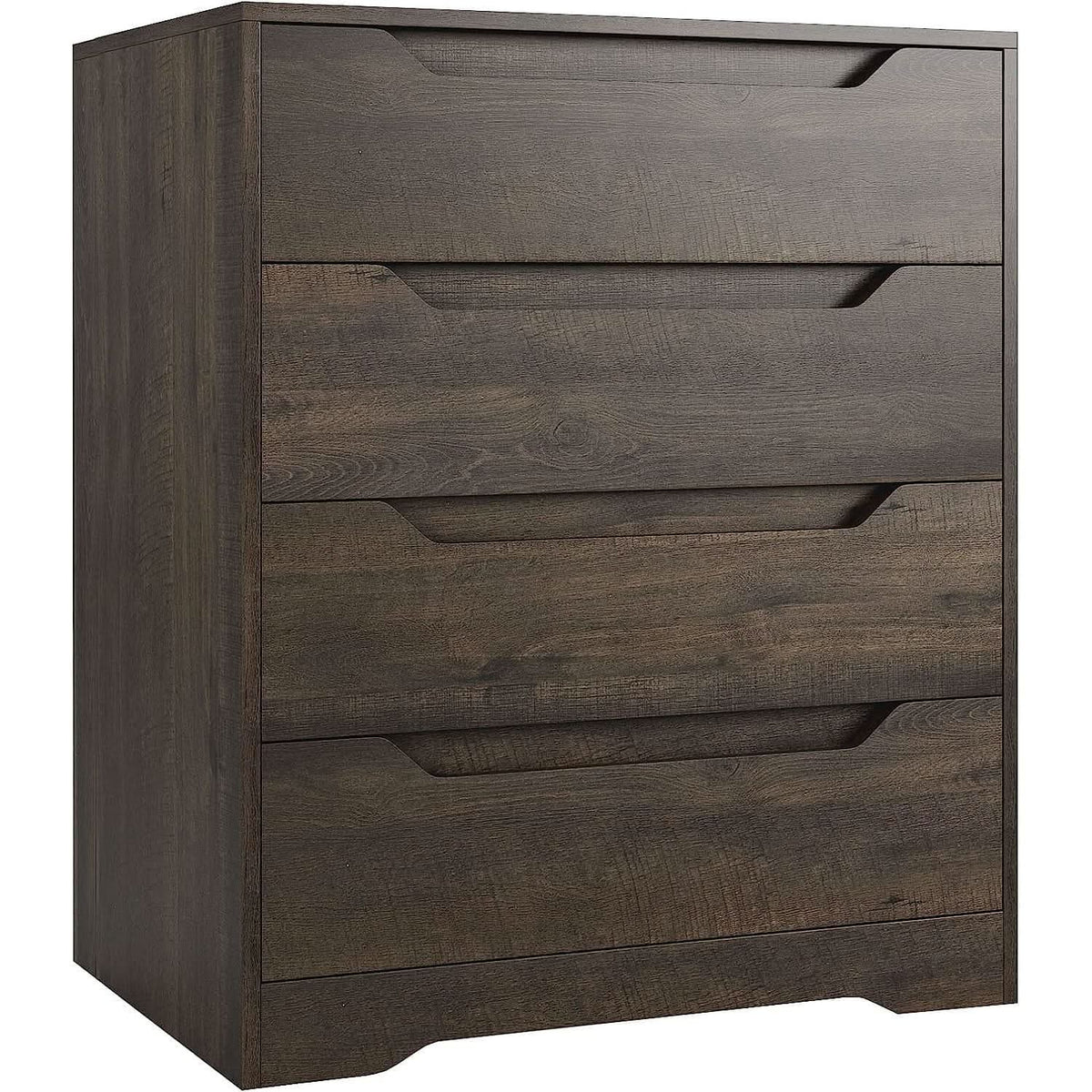 Modern 4 Drawer Dresser Walnut Finish For Bedroom Storage
