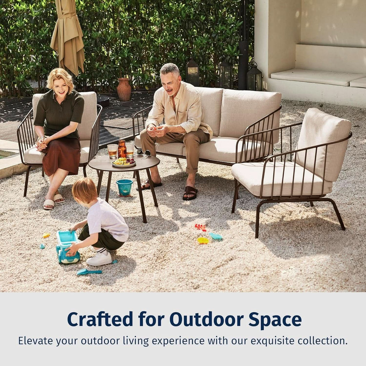 Modern 4-Piece Patio Furniture Set with Thick Cushions