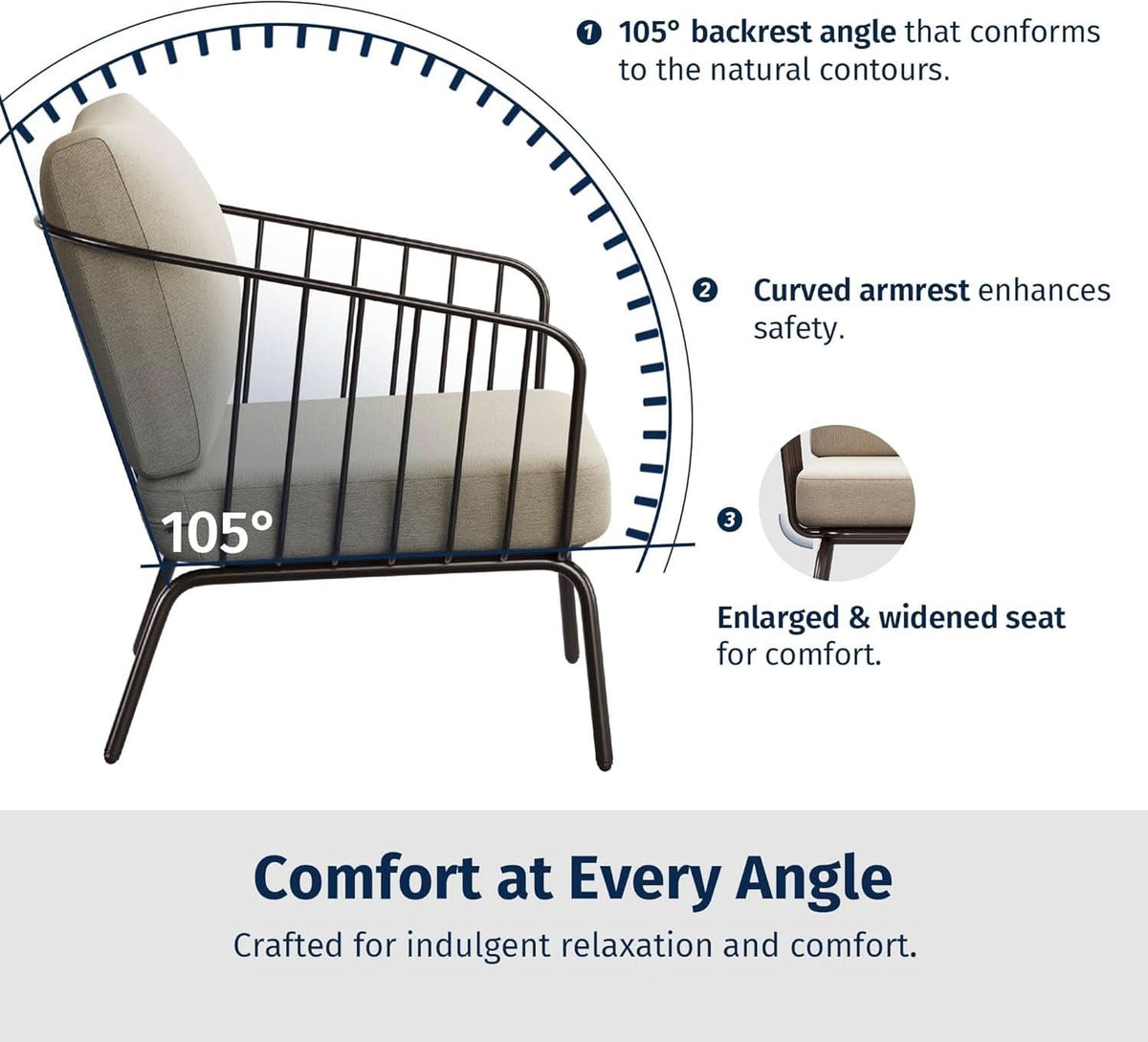 Modern 4-Piece Patio Furniture Set with Thick Cushions