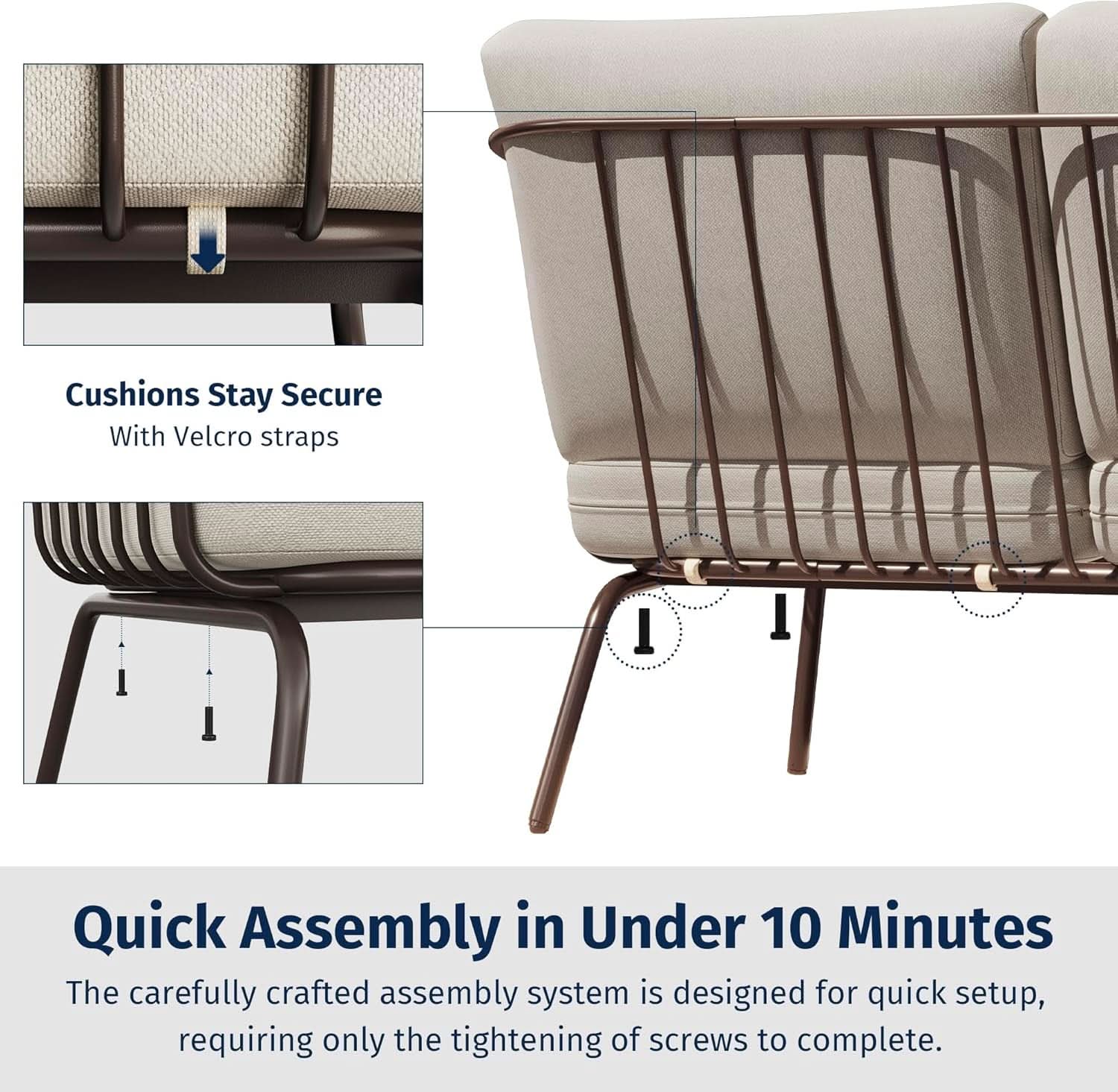 Modern 4-Piece Patio Furniture Set with Thick Cushions