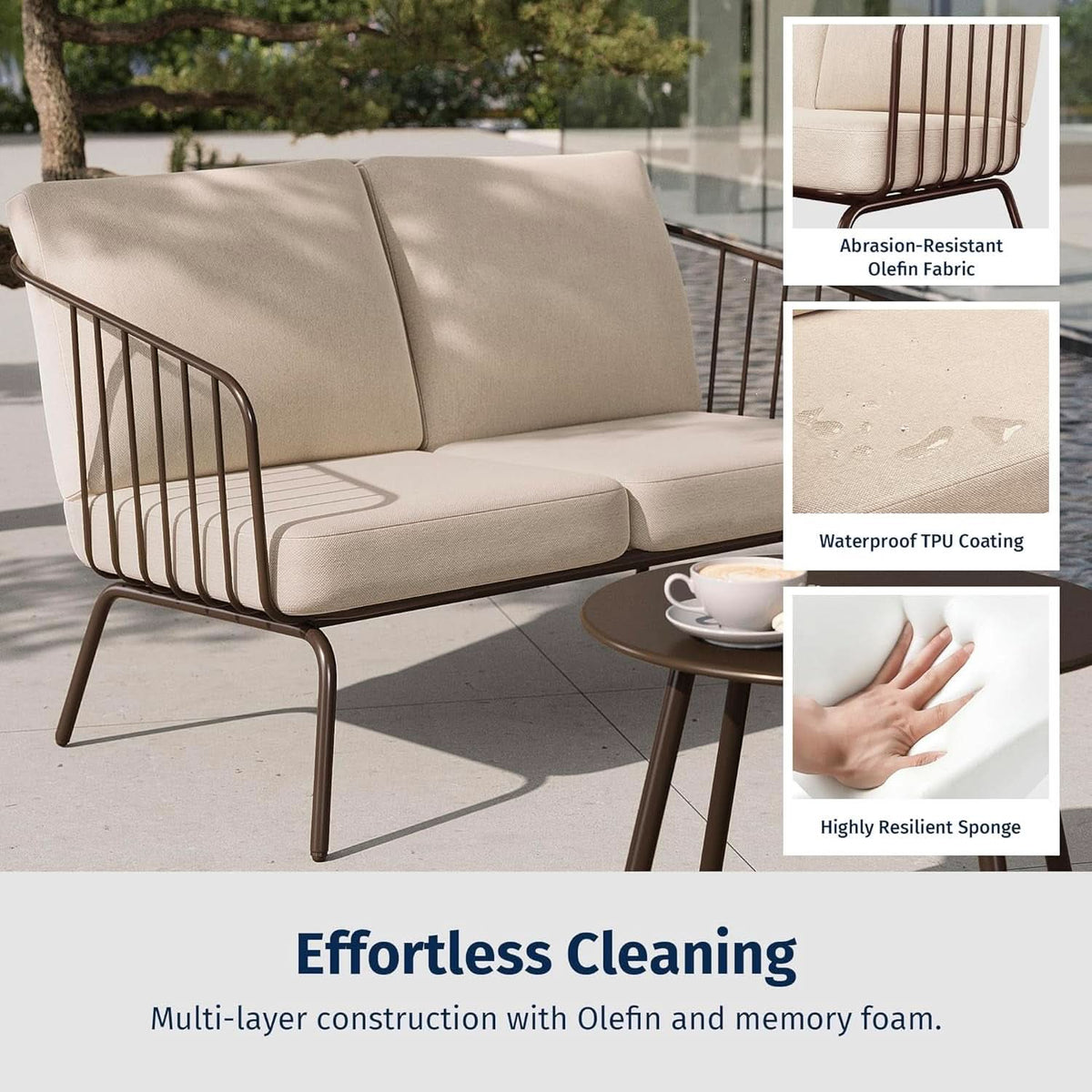 Modern 4-Piece Patio Furniture Set with Thick Cushions