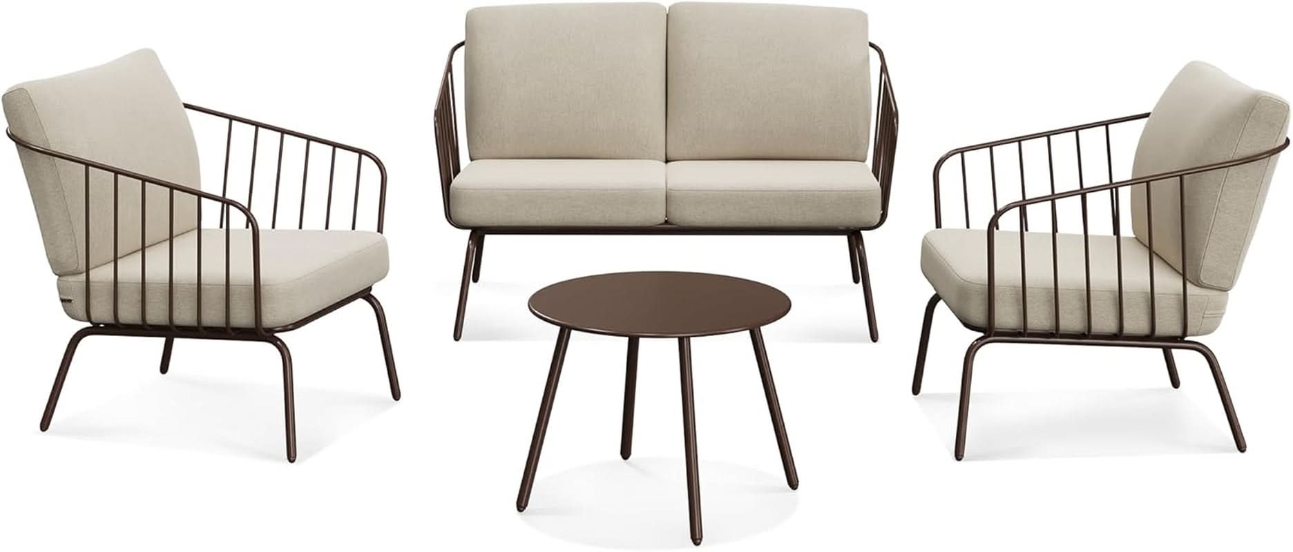 Modern 4-Piece Patio Furniture Set with Thick Cushions