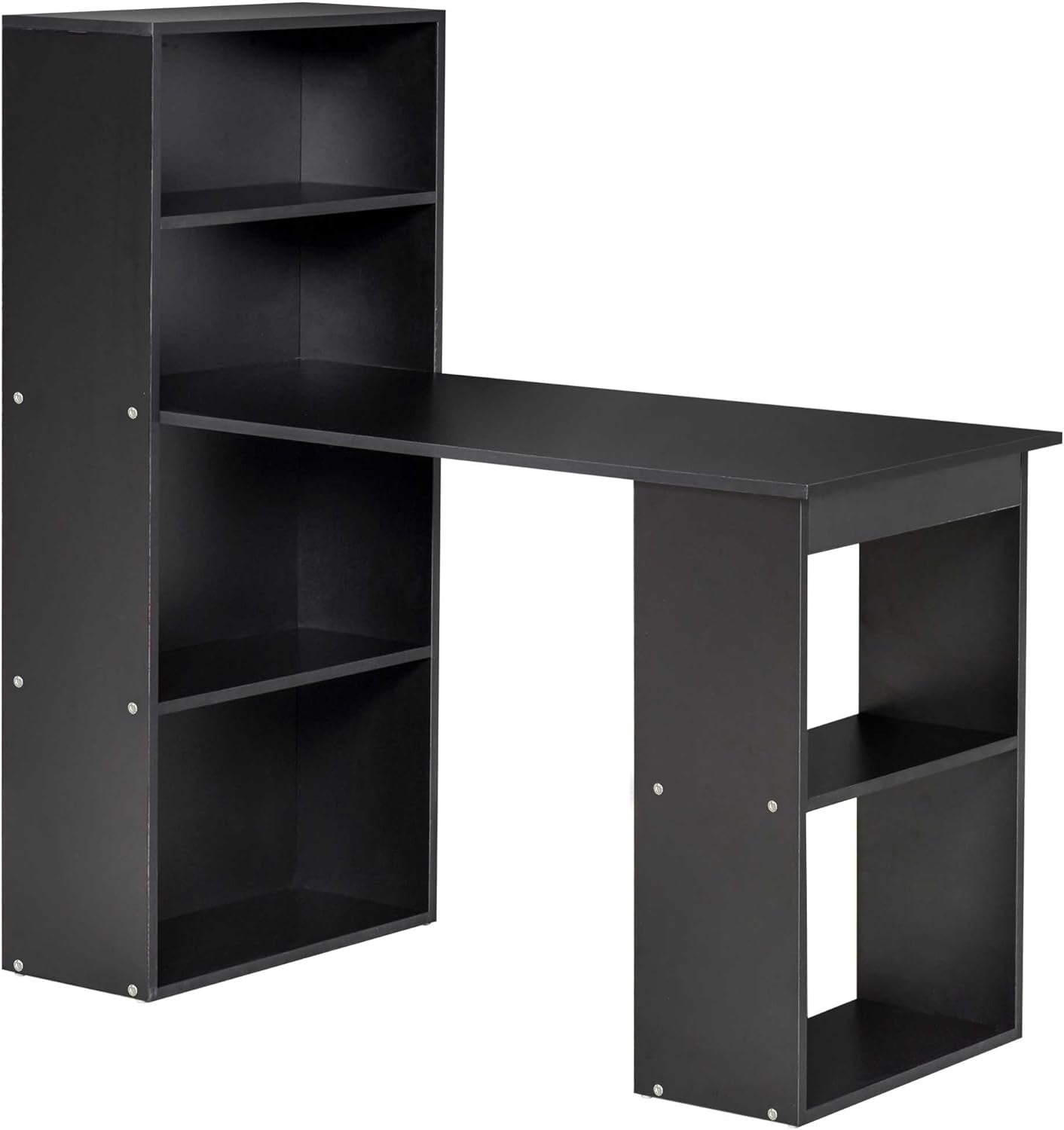 Modern 47 Inch Home Office Desk With 6 Tier Shelves