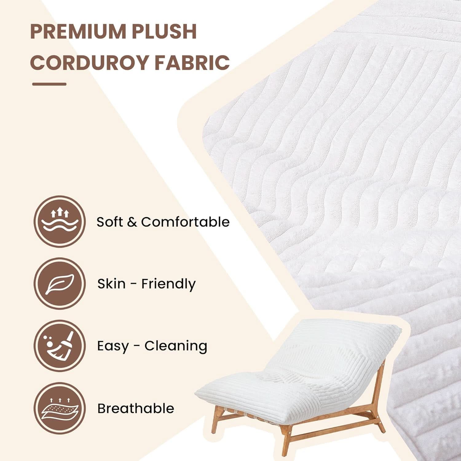 Modern 47.24 Inch Beige Oversized Chaise Lounge Chair