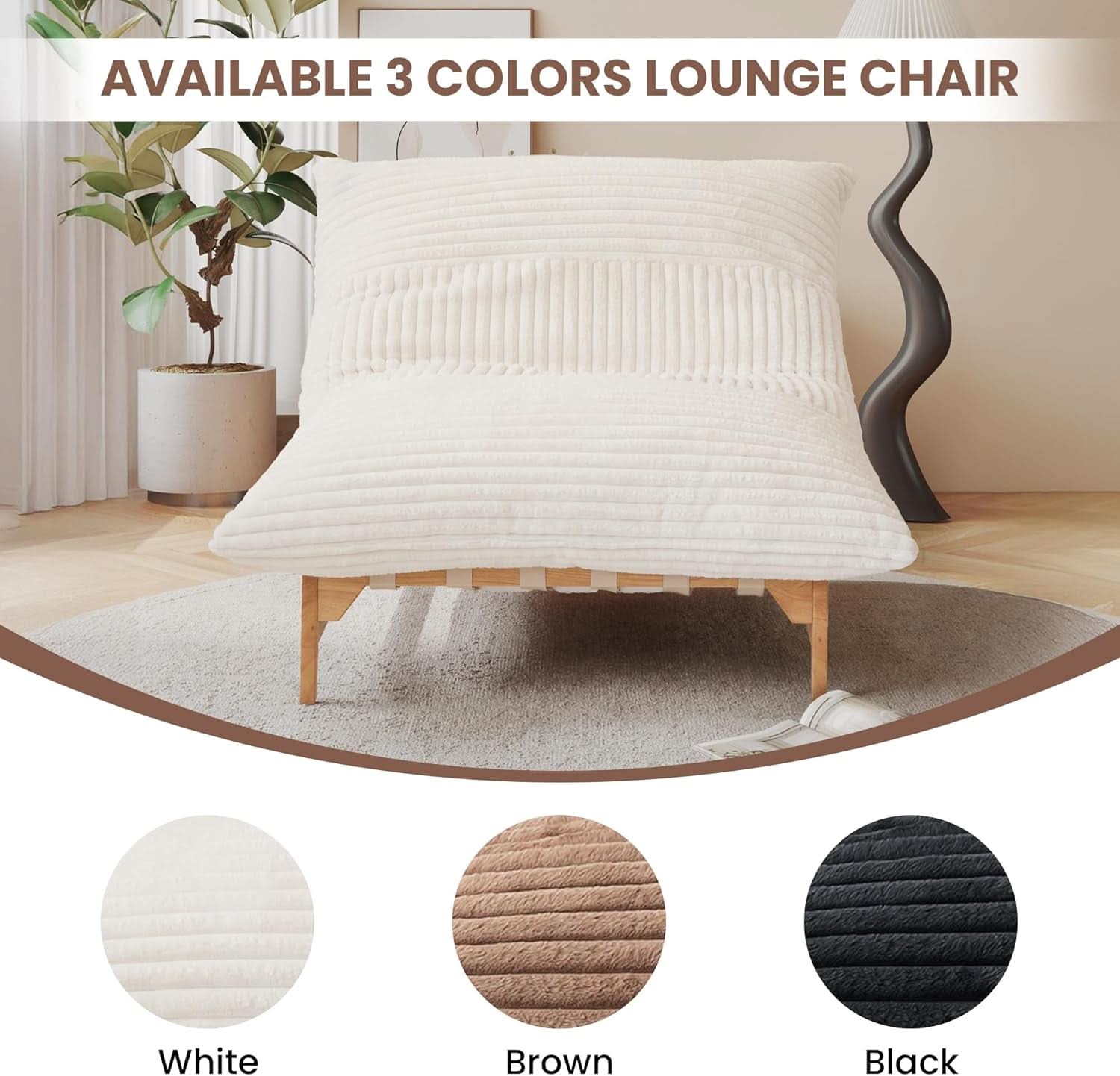 Modern 47.24 Inch Beige Oversized Chaise Lounge Chair