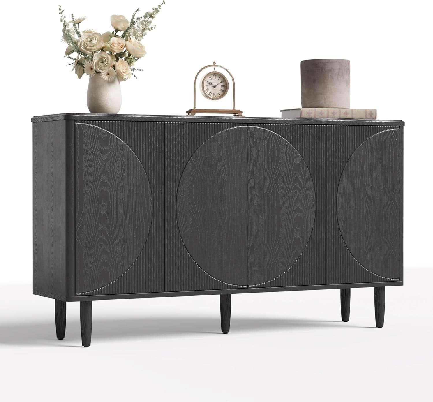 Modern 59-Inch Walnut Sideboard Buffet Table With Storage