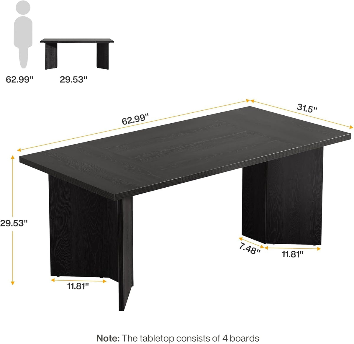Modern 63 Inch Executive Desk For Home Office