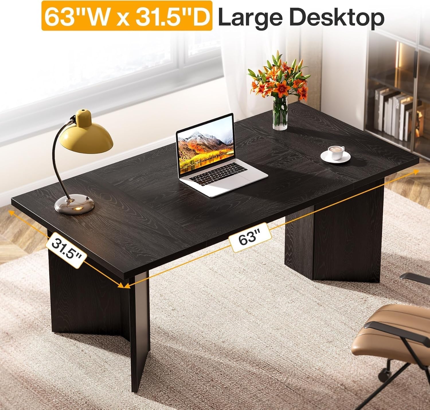 Modern 63 Inch Executive Desk For Home Office