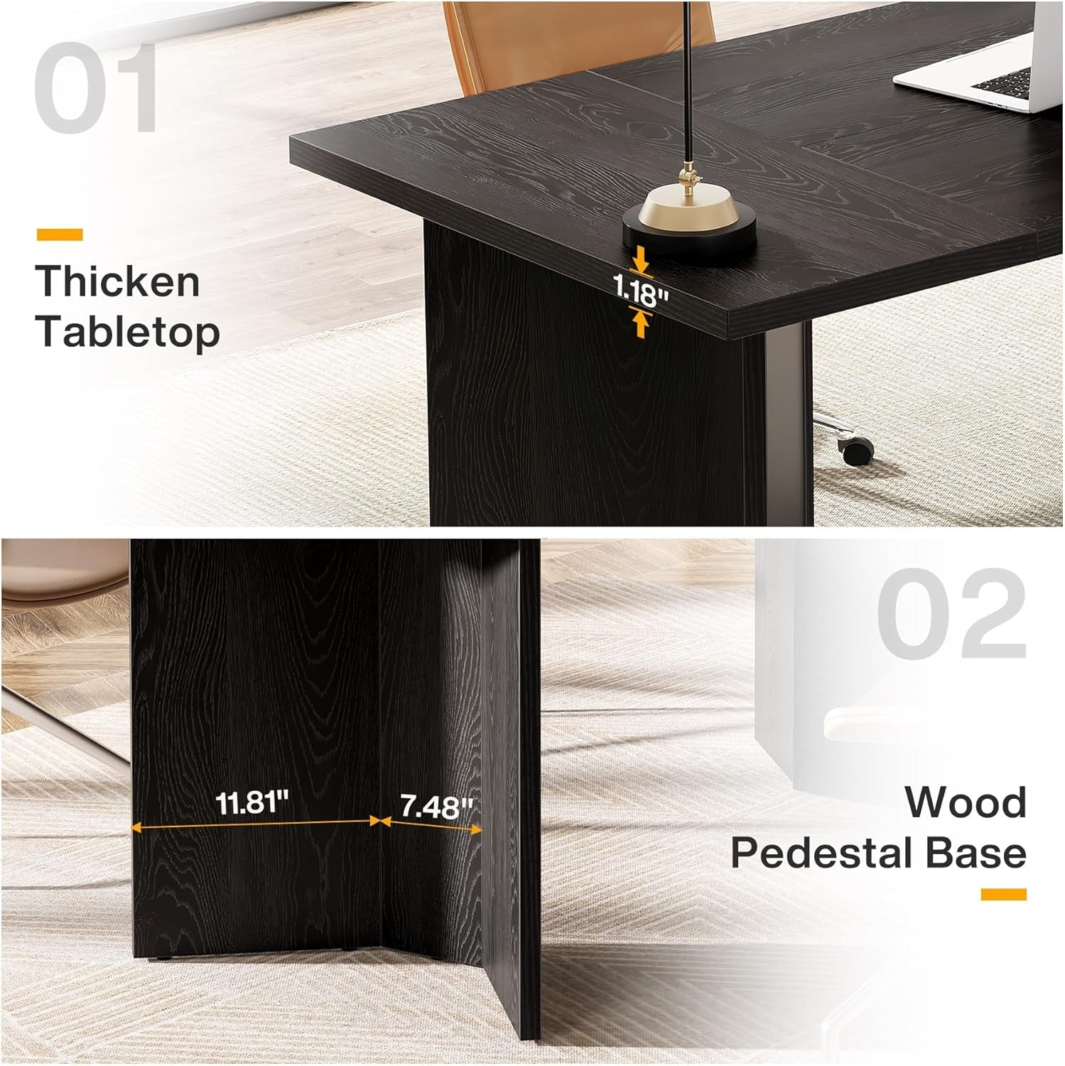 Modern 63 Inch Executive Desk For Home Office
