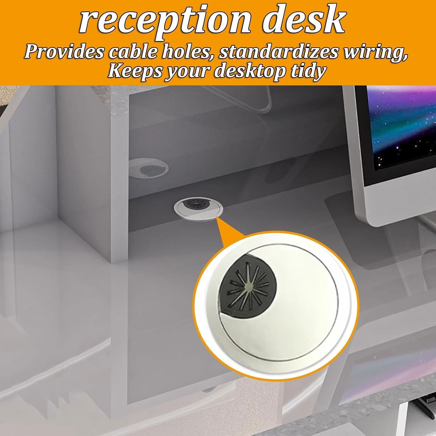 Modern 63 Inch Reception Counter with Lockable Drawer