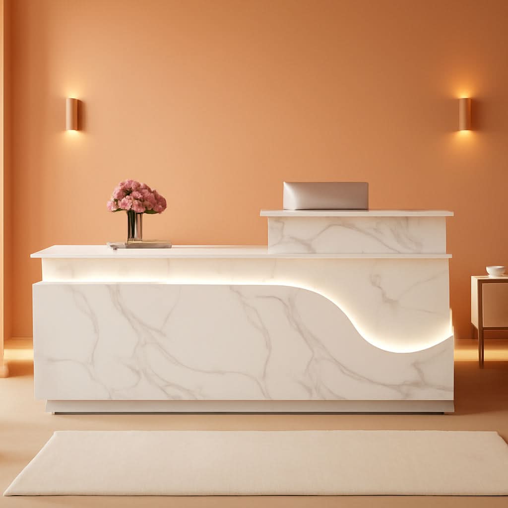 Modern 63 Inch Reception Counter with Lockable Drawer