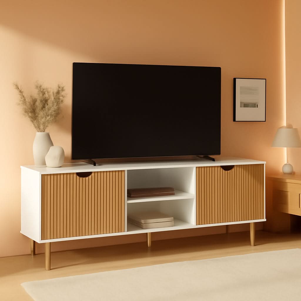 Modern 70 Inch TV Stand With Durable Adjustable Shelves