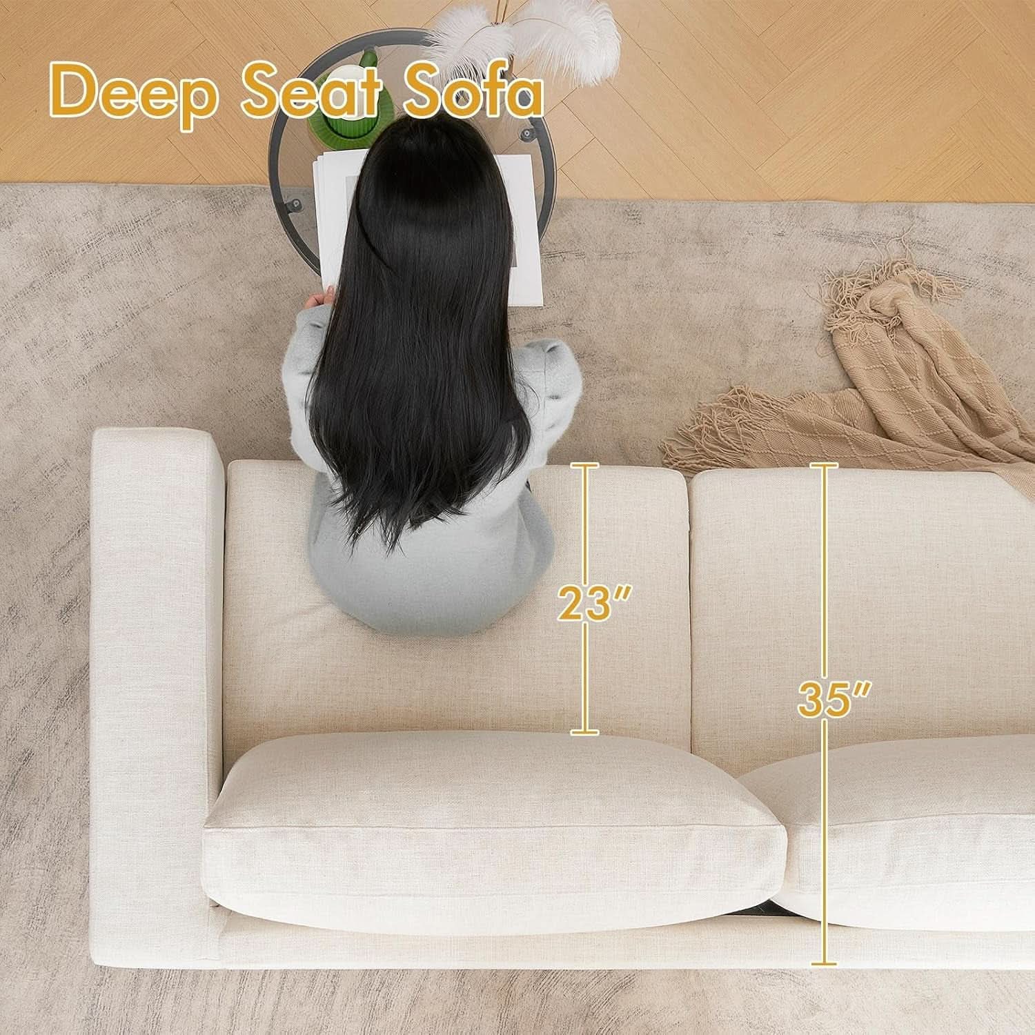Modern 85 Inch Comfy Sofa Deep Seat Couch