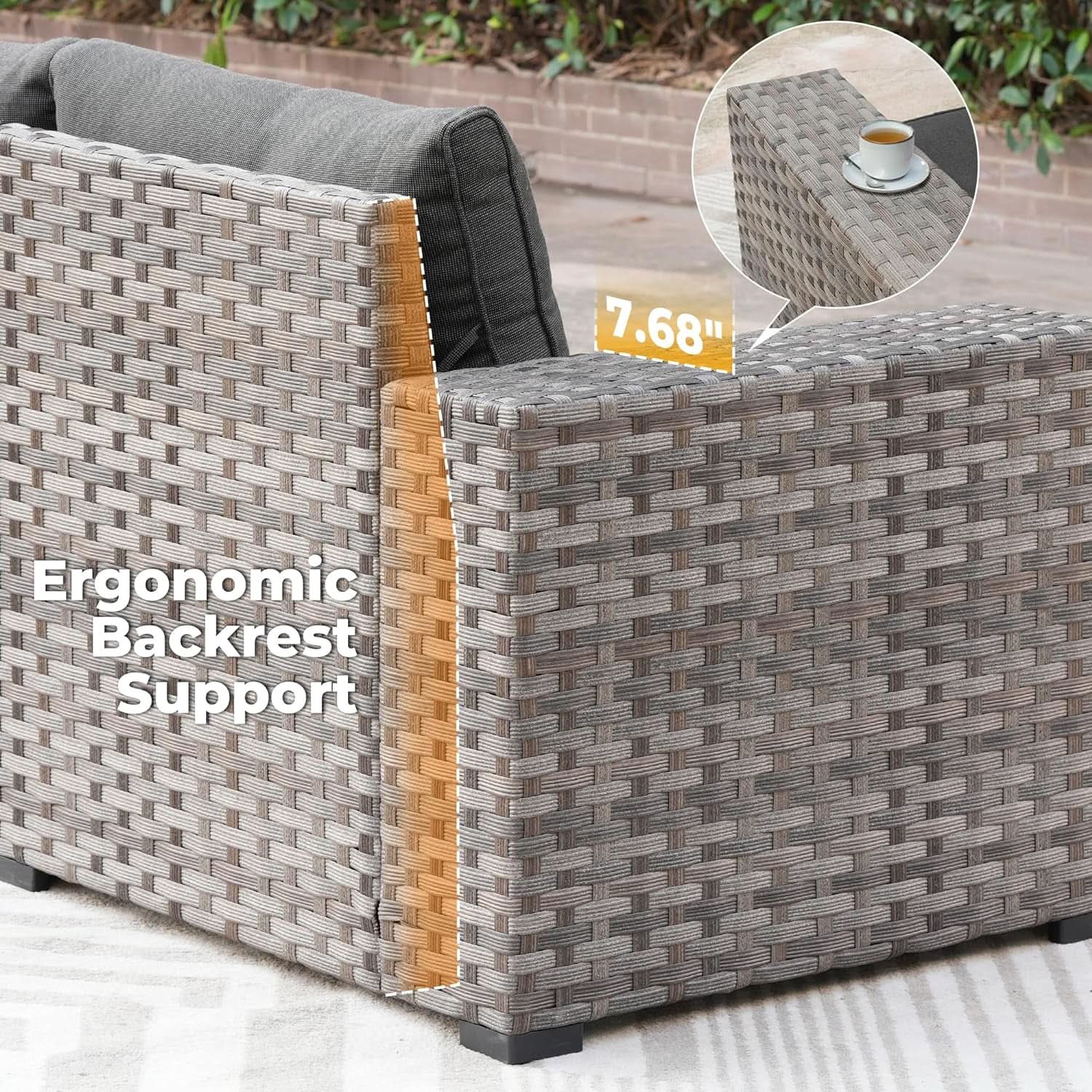 Modern 9 Piece Outdoor Wicker Sectional Sofa Set