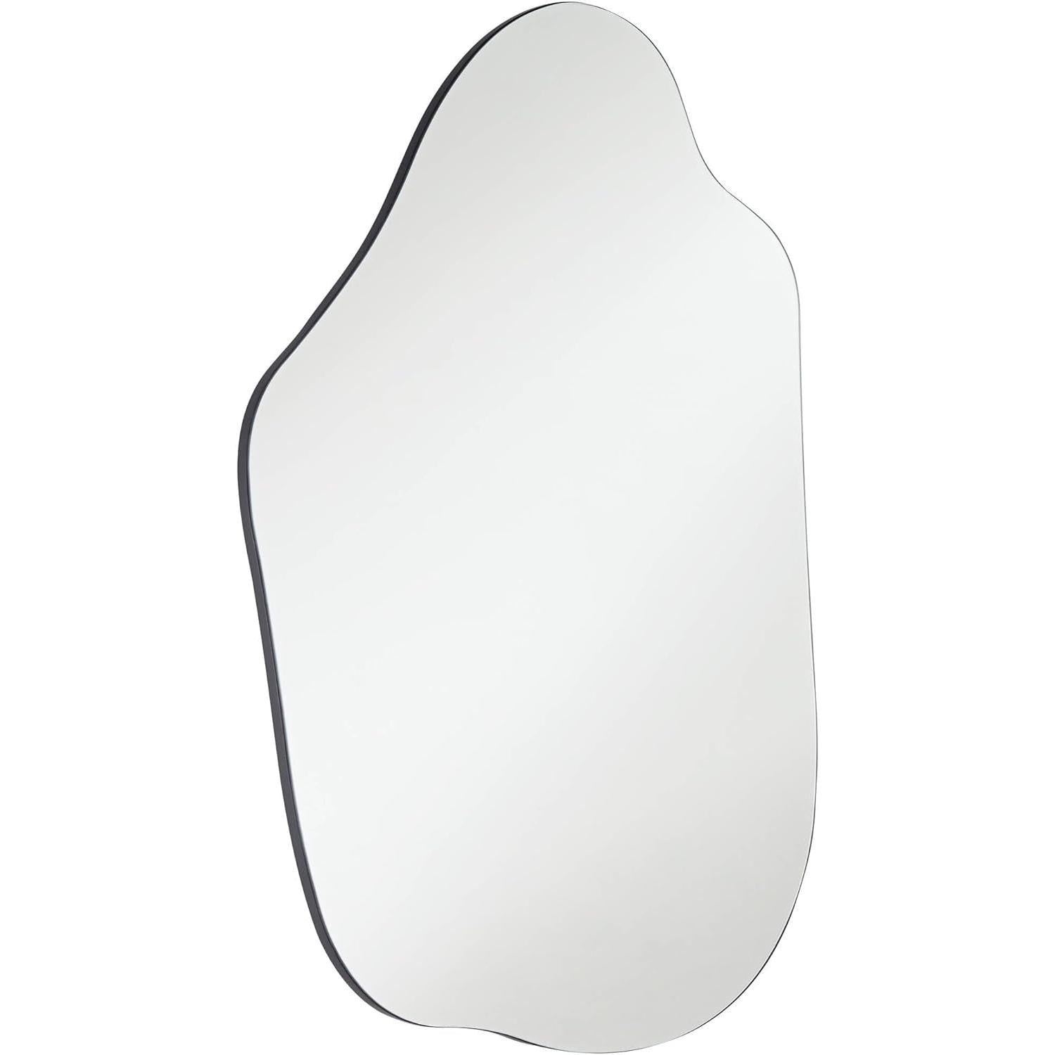 Modern Abstract Frameless Silver Wall Mirror 29.5 Inch Wide