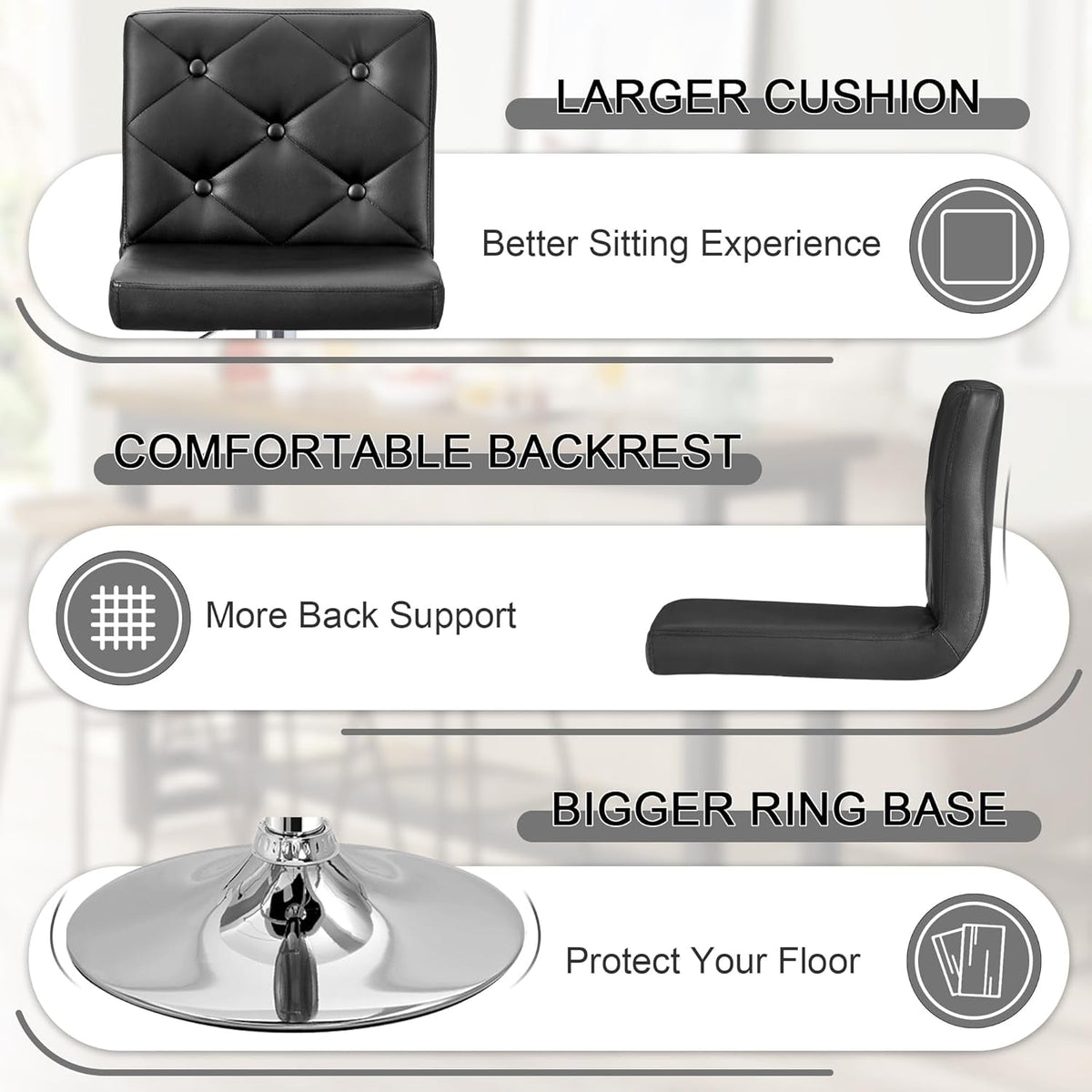 Modern Adjustable Bar Stools Set of Four Swivel