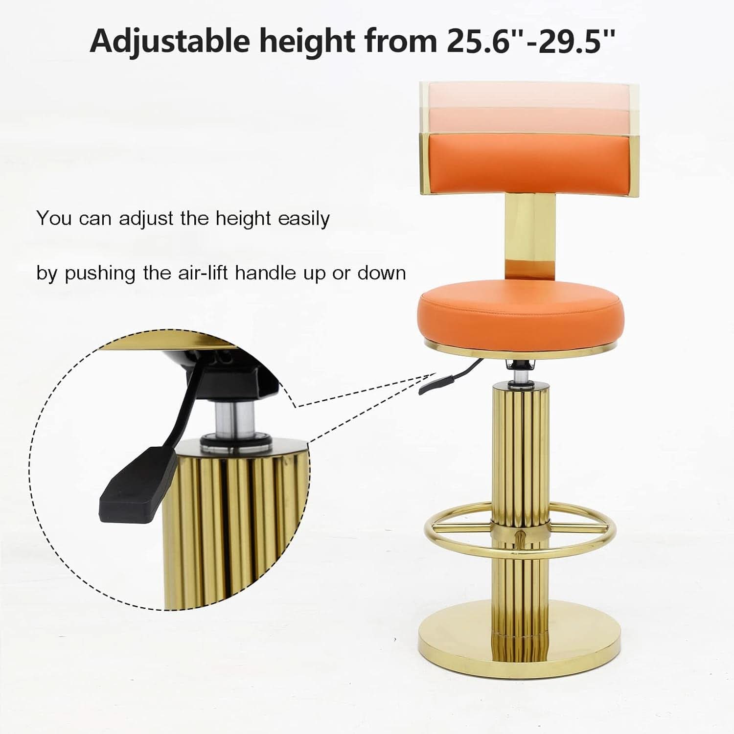 Modern Adjustable Counter Height Bar Stools with Back