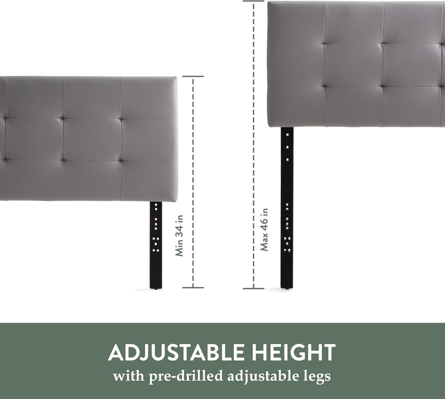 Modern Adjustable Faux Leather Headboard with Tufting Design