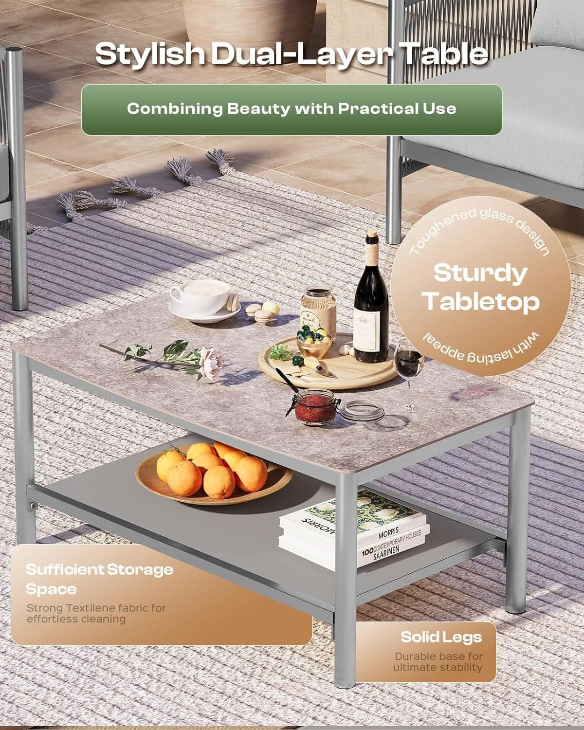 Modern Aluminum Outdoor Patio Furniture Set with Cushions