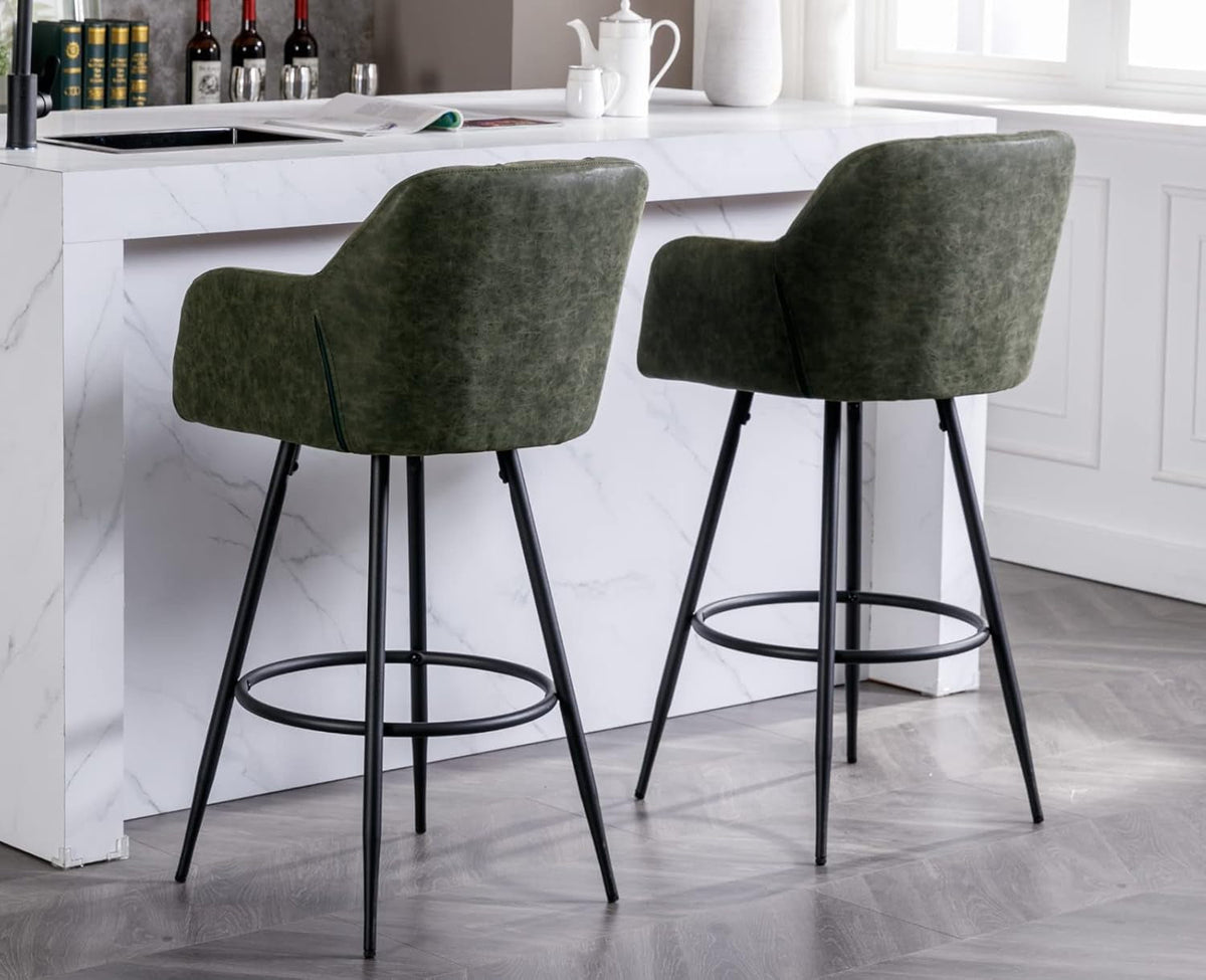 Modern Bar Stools Set of Two with Backrest Arms