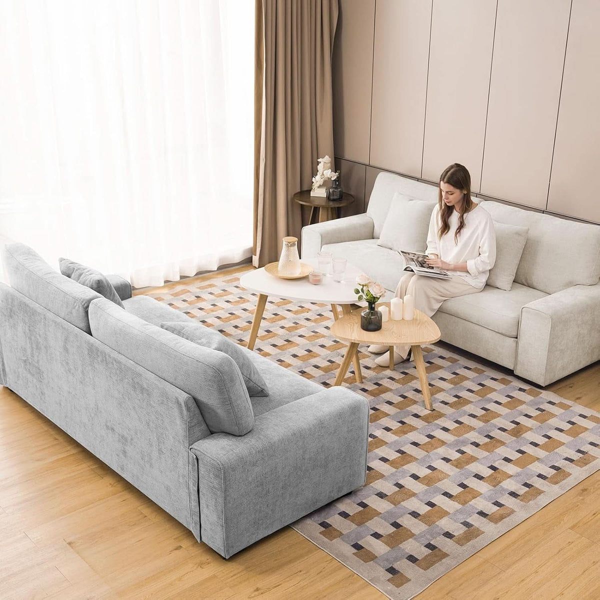 Modern Beige Recliner Sofa For Living Room Furniture