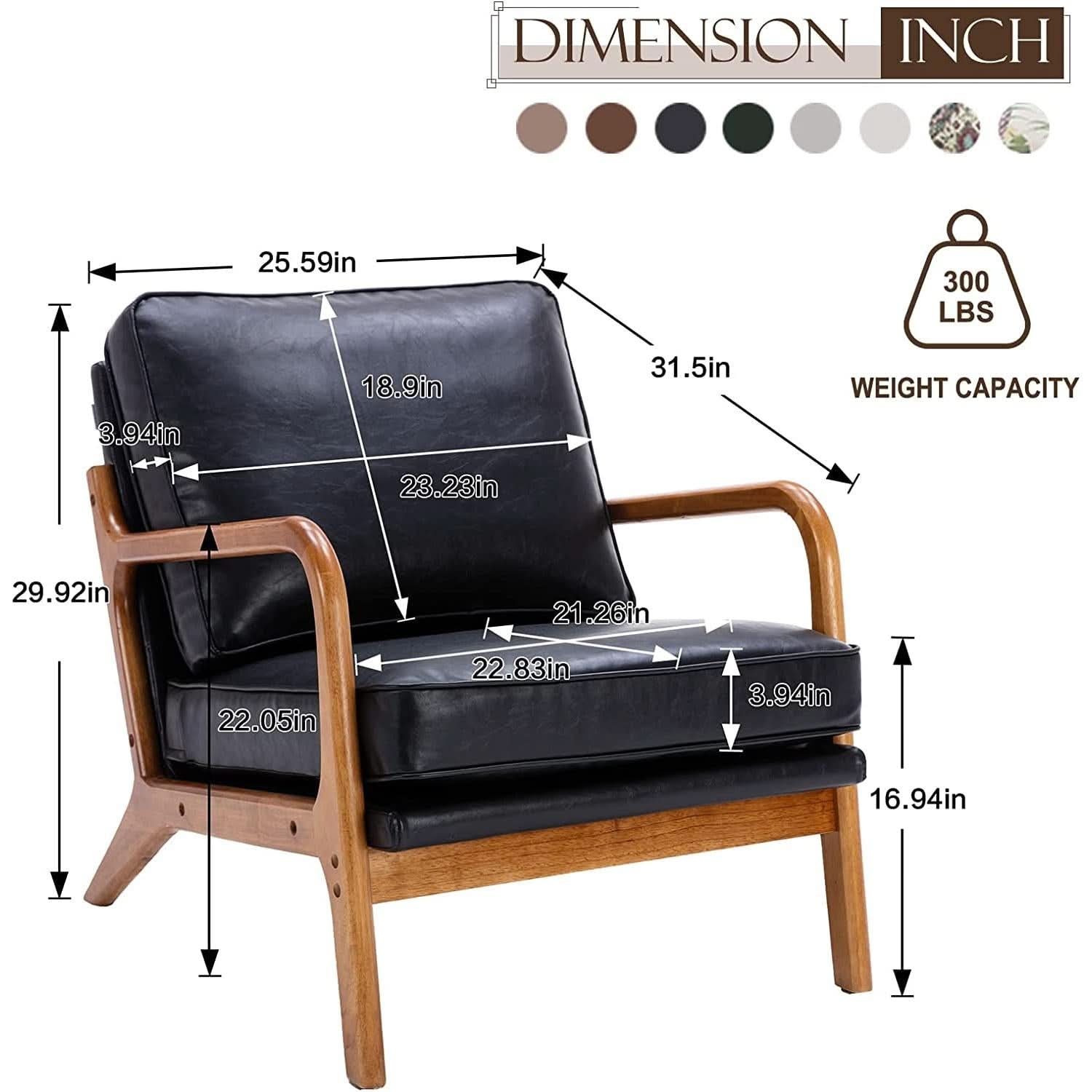 Modern Black Accent Chair With Thick Cushioned Seat