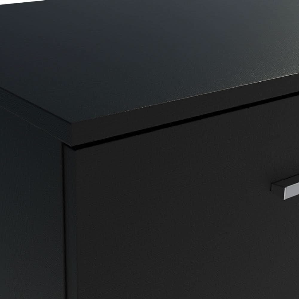 Modern Black Computer Desk with Storage Drawers and Shelf