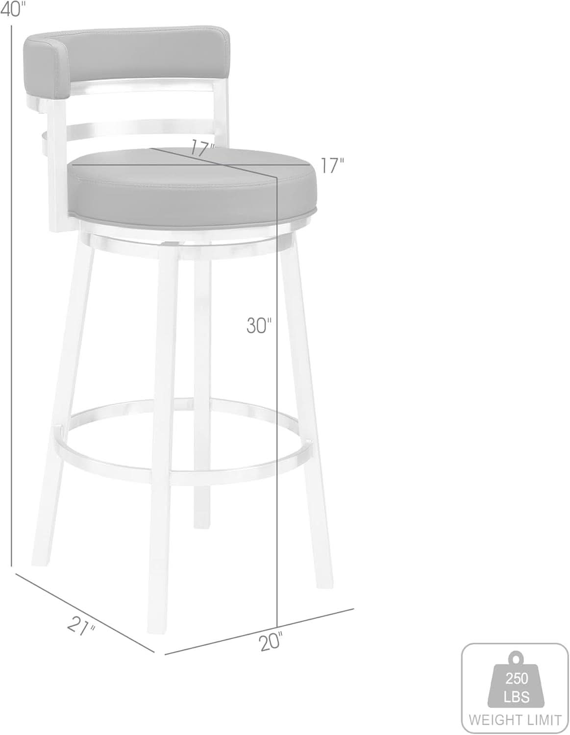 Modern Black Faux Leather Swivel Bar Stool for Kitchen