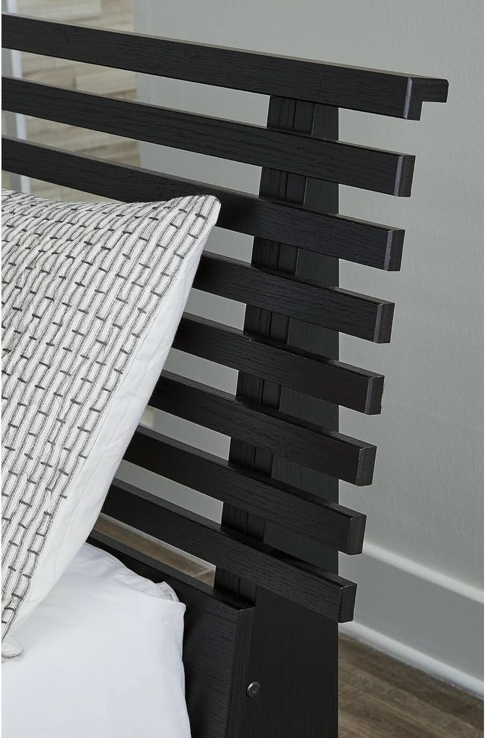 Modern Black Queen Slat Headboard Stylish Bedroom Design