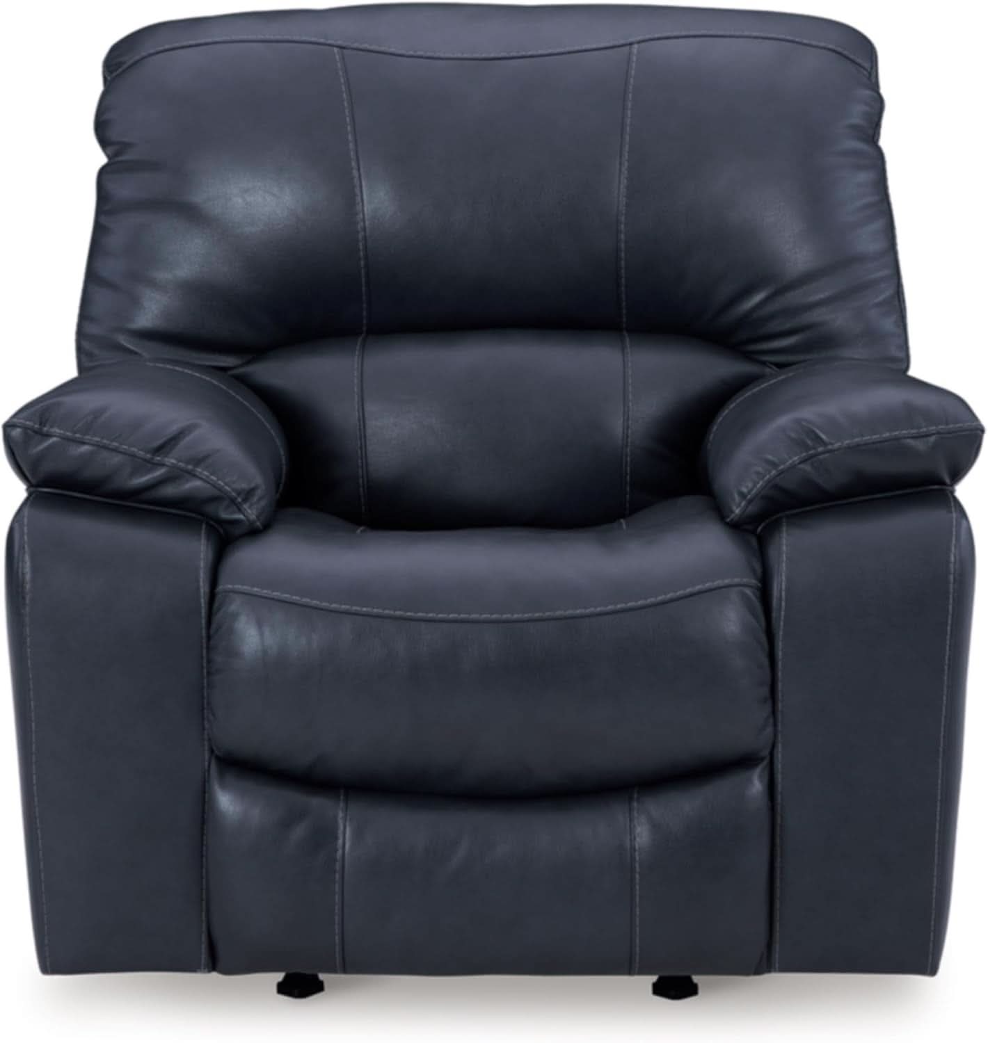 Modern Blue Leather Match Power Rocker Recliner With USB Port