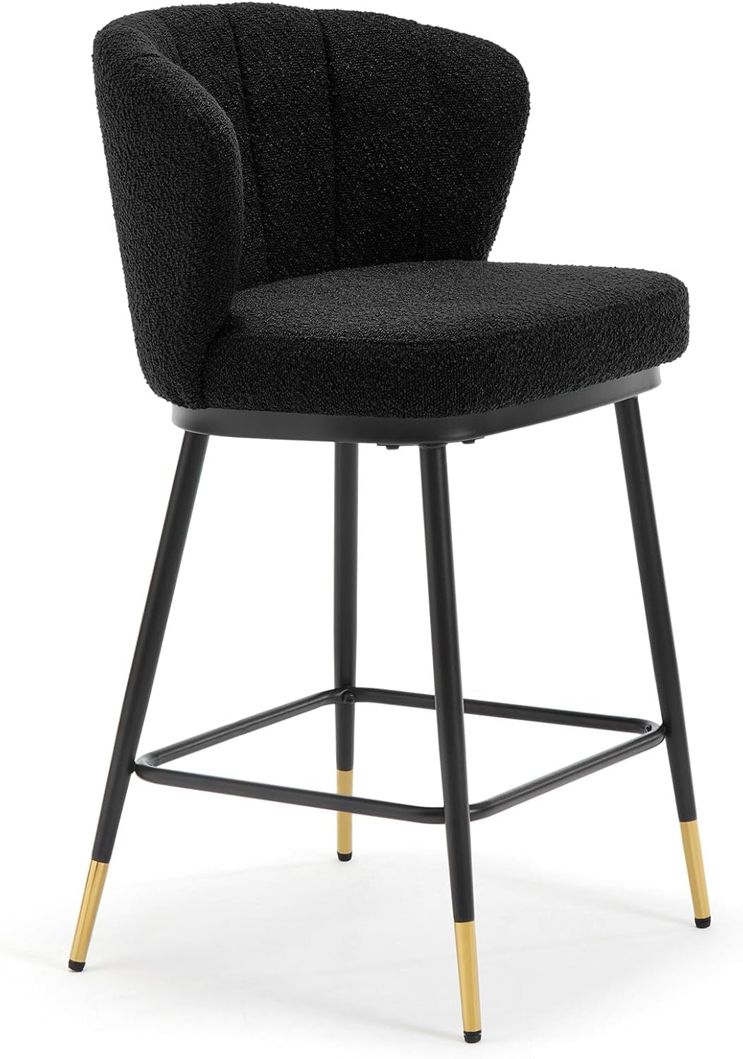 Modern Boucle Bar Stools Set of Two with Cushion