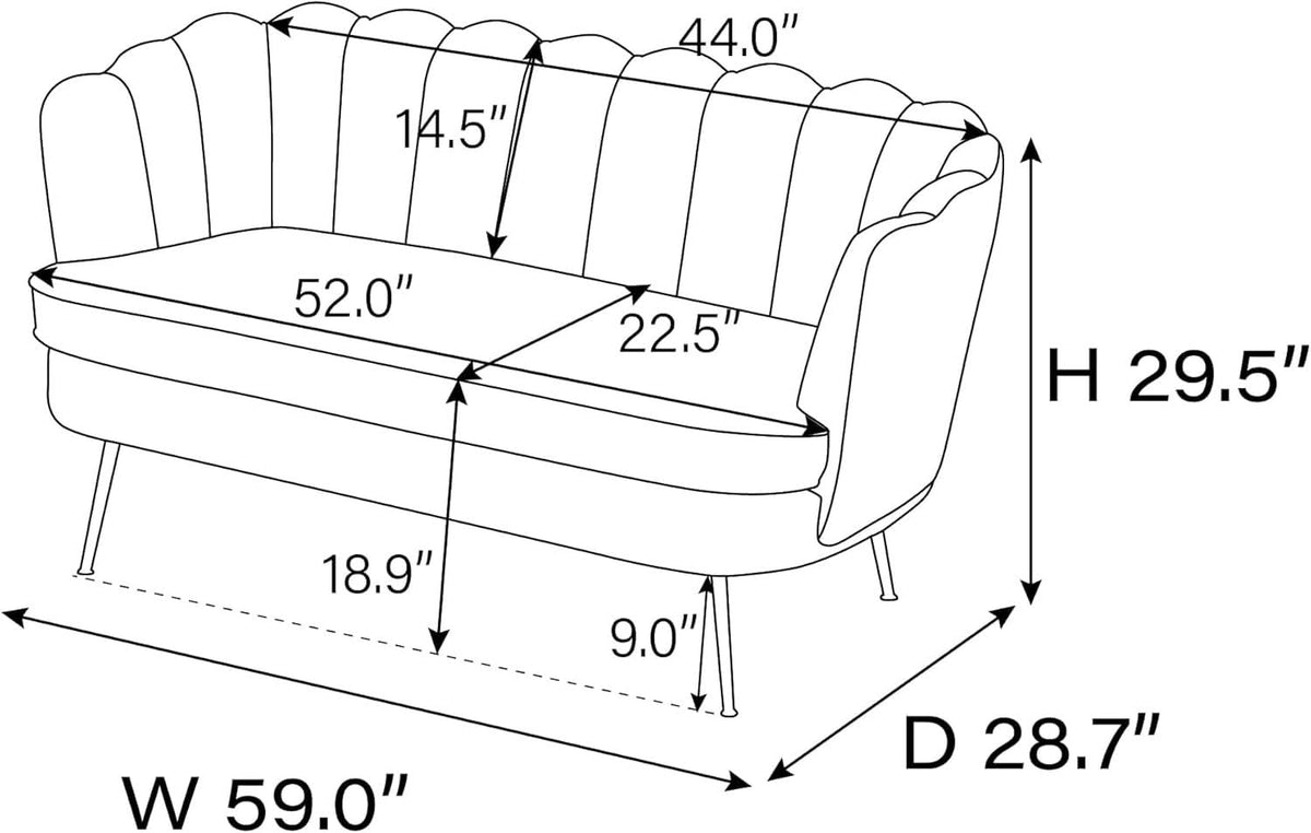 Modern Boucle Loveseat Sofa with Gold Legs for Small Spaces