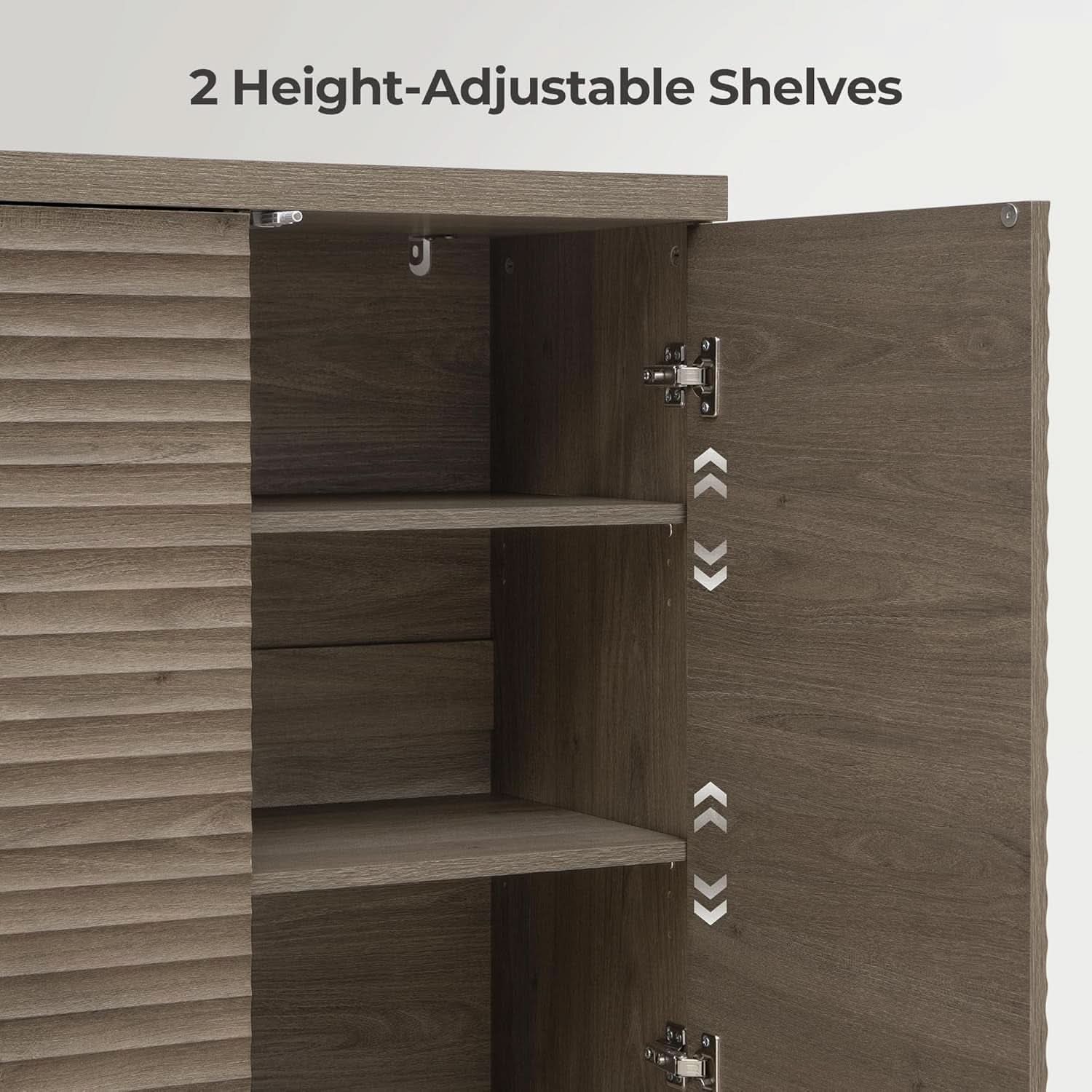 Modern Buffet Cabinet With Wave Panel Doors Large Storage