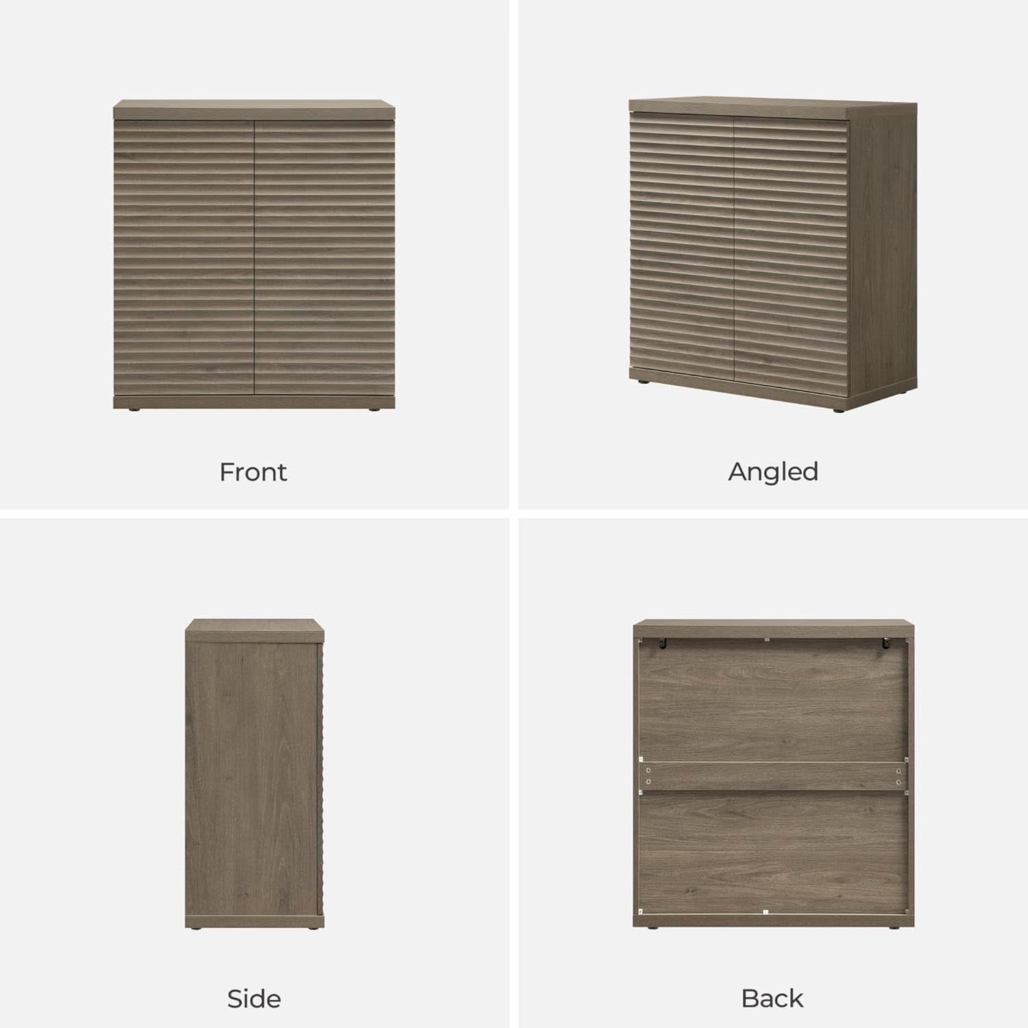 Modern Buffet Cabinet With Wave Panel Doors Large Storage