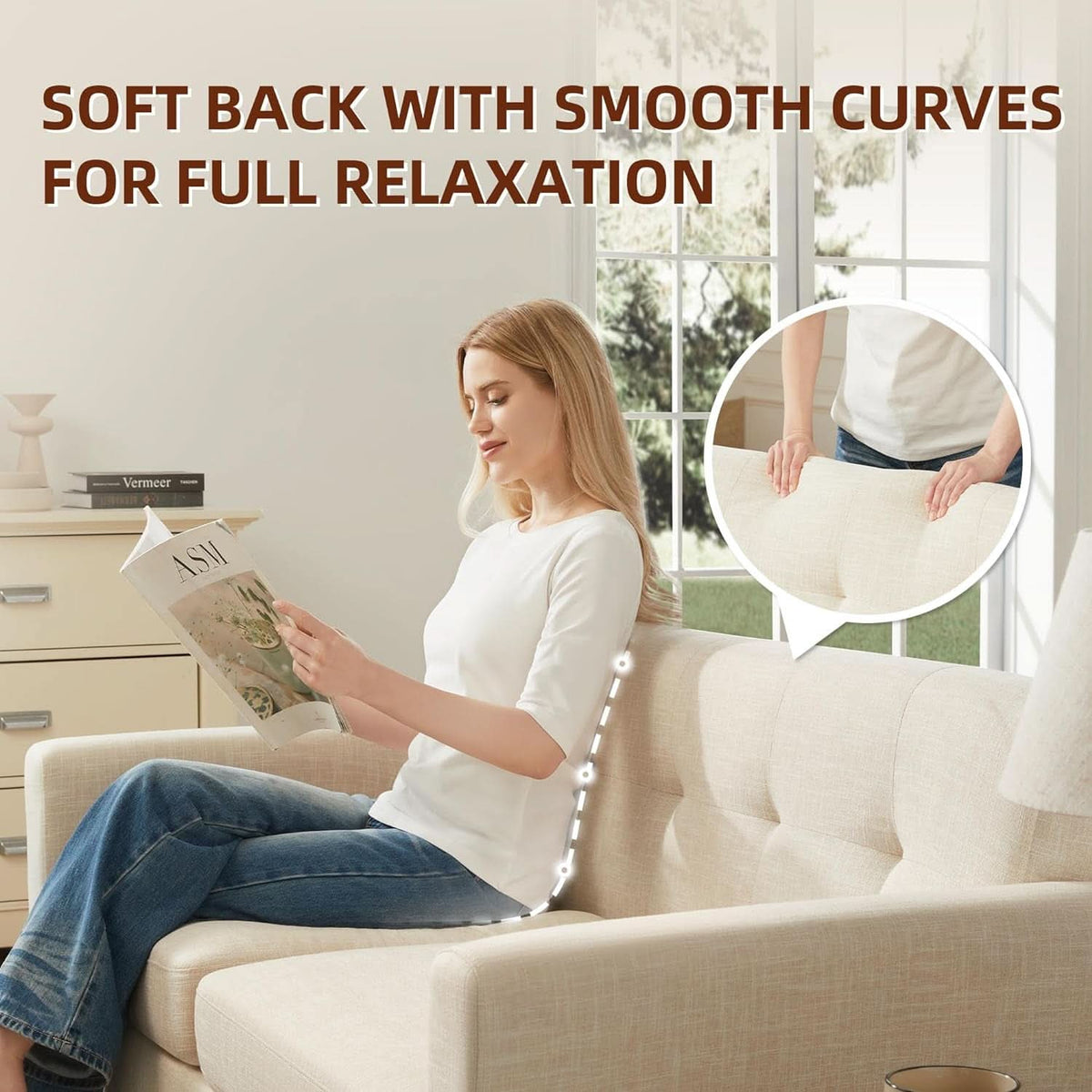 Modern Compact Beige Loveseat For Small Living Rooms