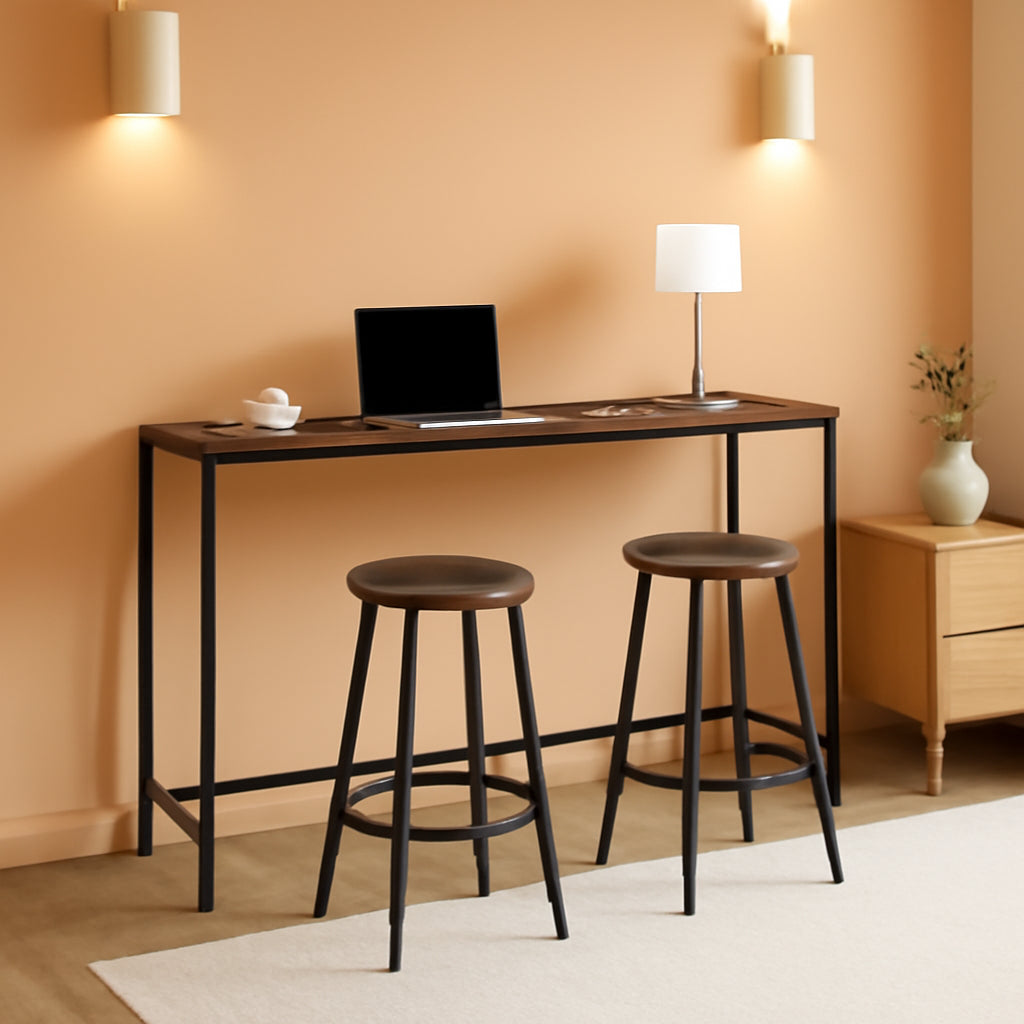 Modern Console Table With Power Outlet And Gold Metal Frame